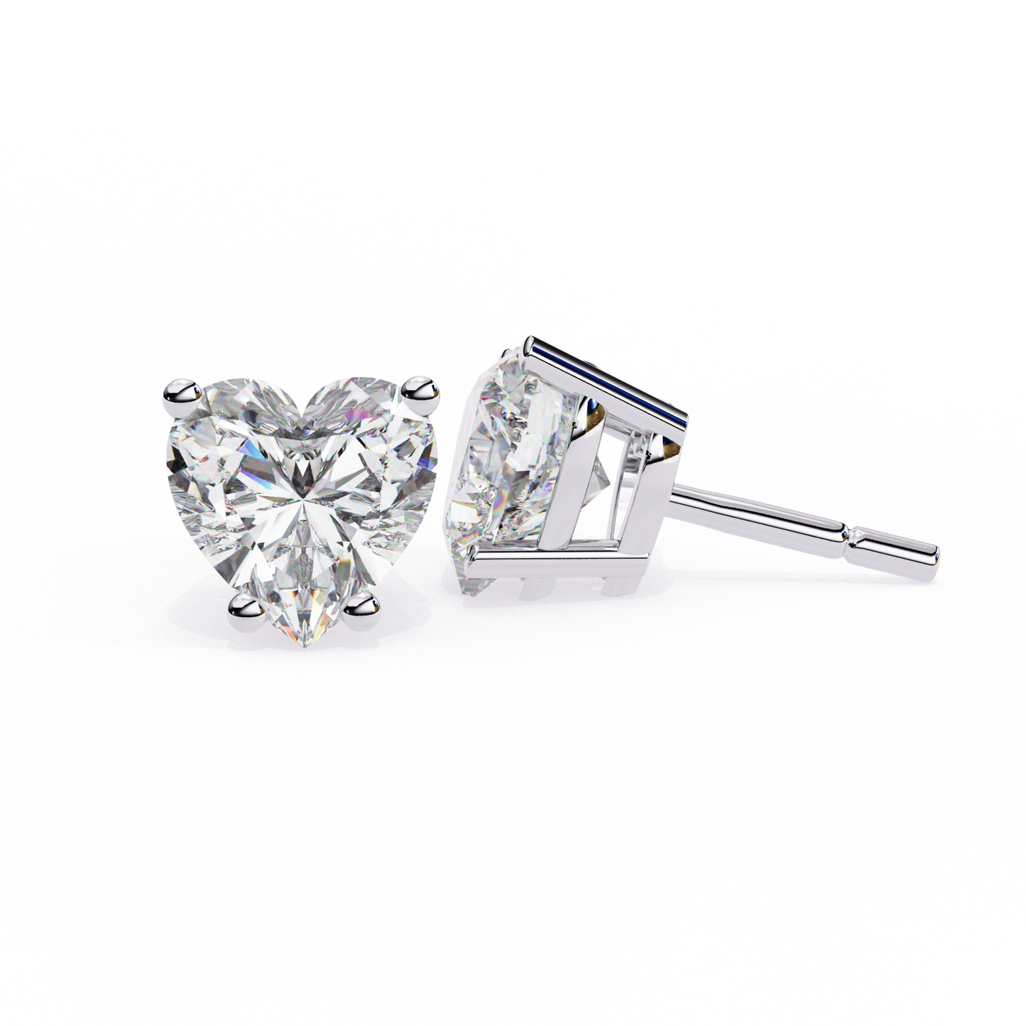 Forever One Heart Cut Solitaire Studs