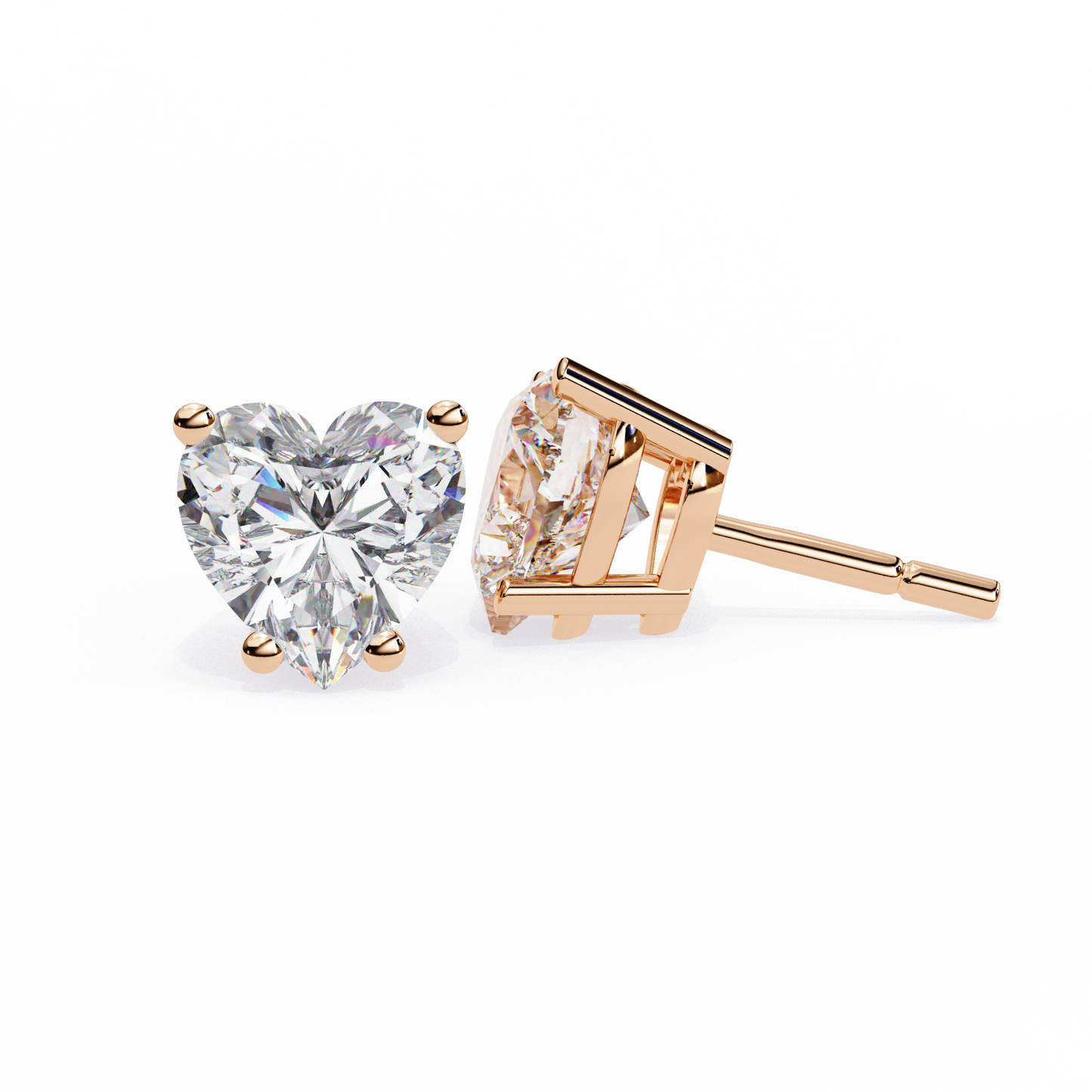 Forever One Heart Cut Solitaire Studs