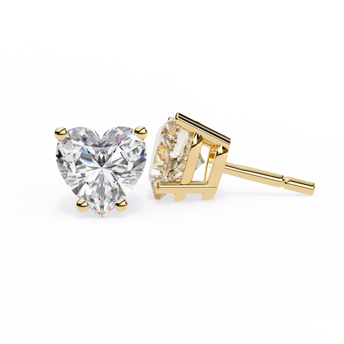 Forever One Heart Cut Solitaire Studs