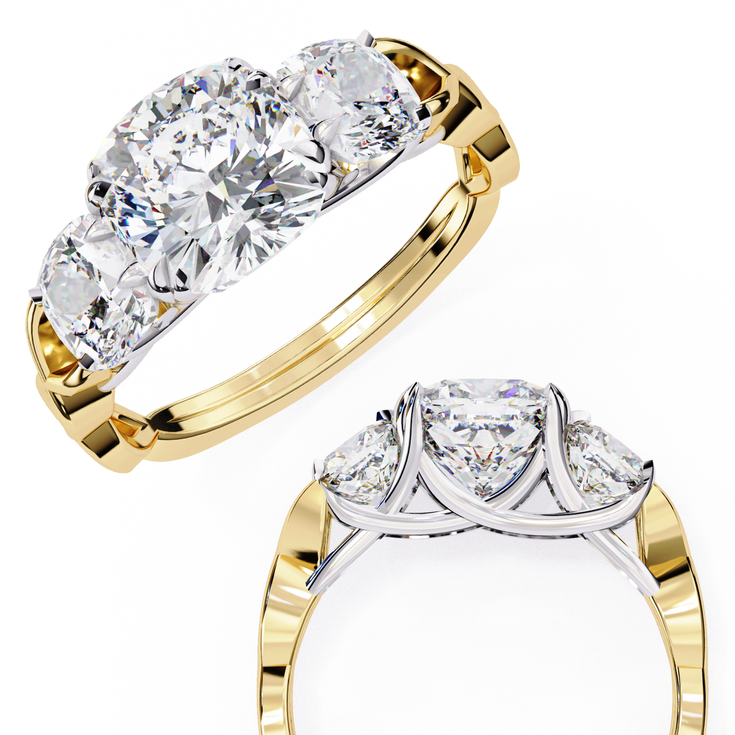 Flutter Glow Cushion Solitaire Ring