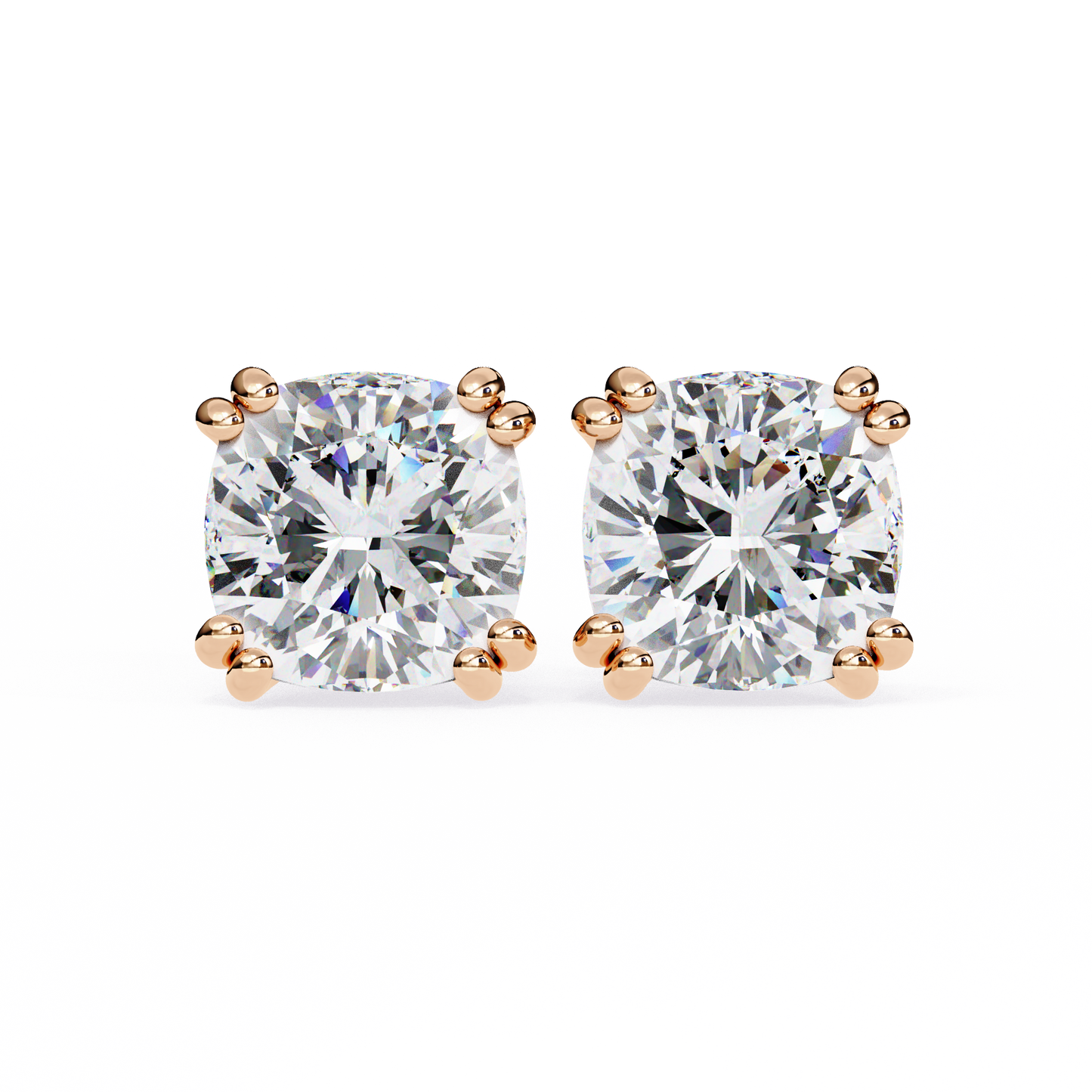 True Essence Cushion Solitaire Studs