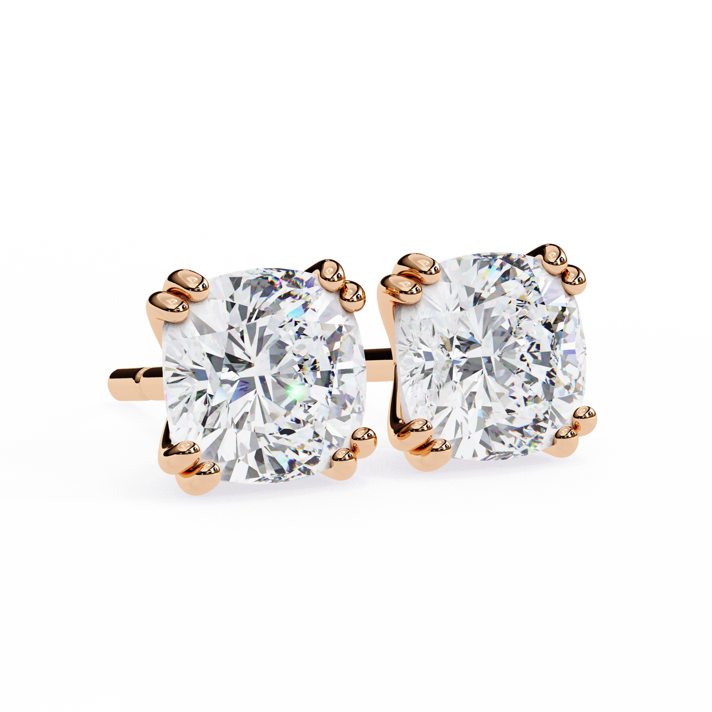 True Essence Cushion Solitaire Studs