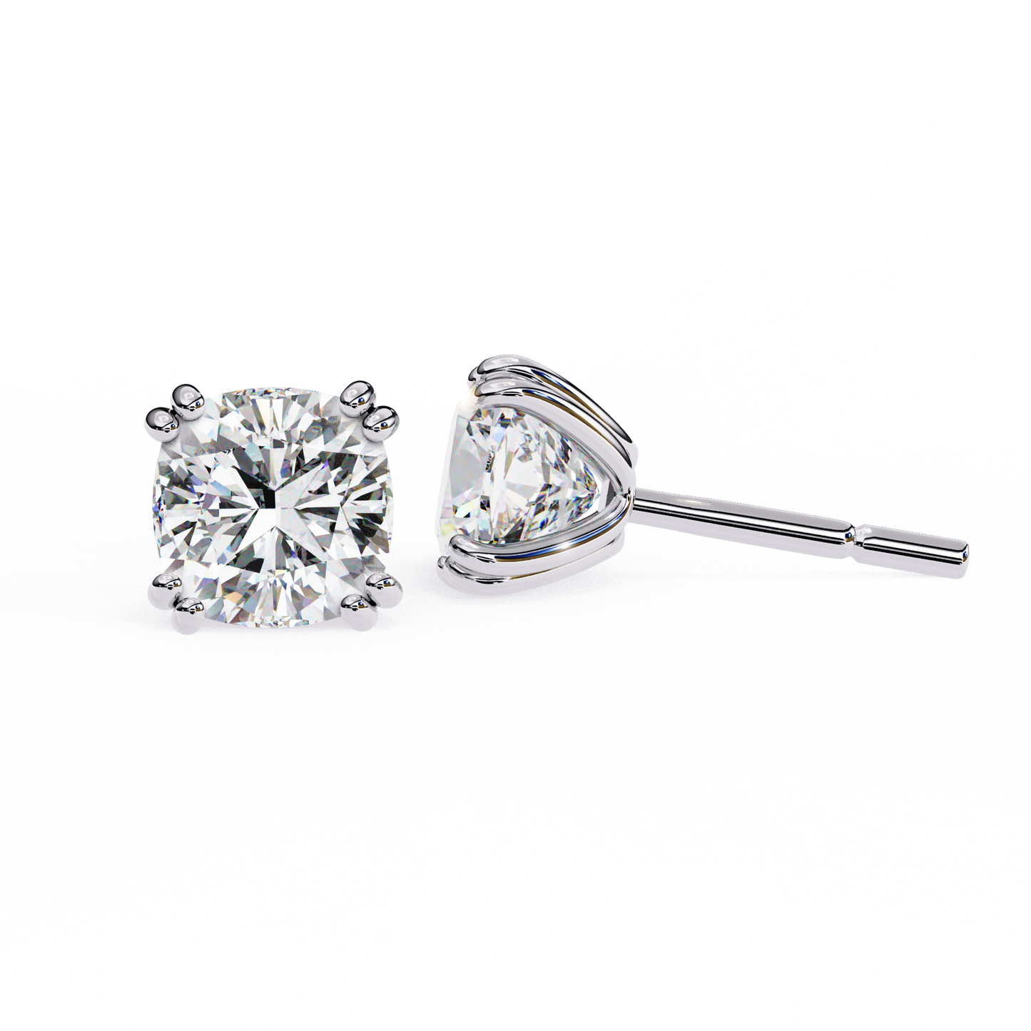 True Essence Cushion Solitaire Studs