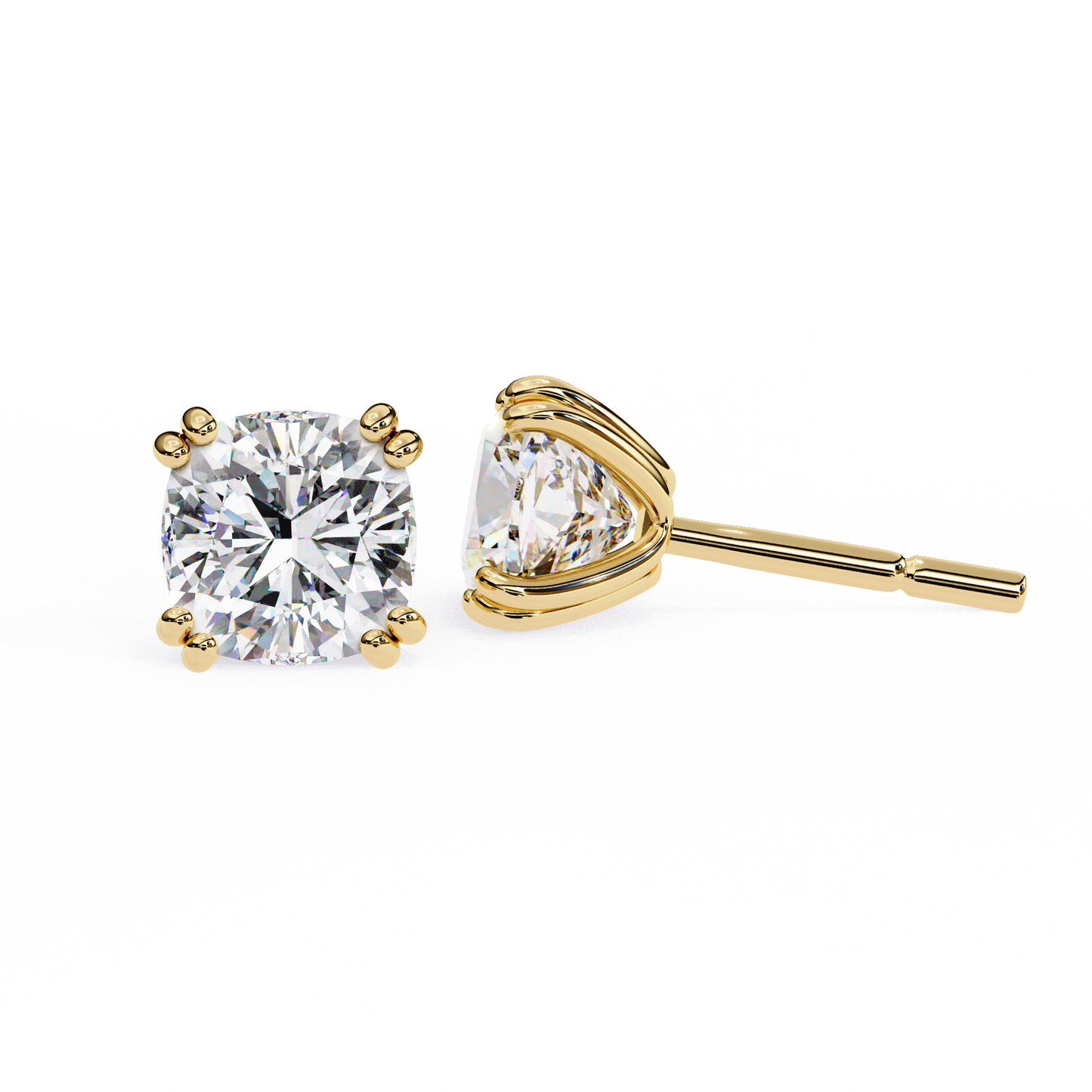 True Essence Cushion Solitaire Studs
