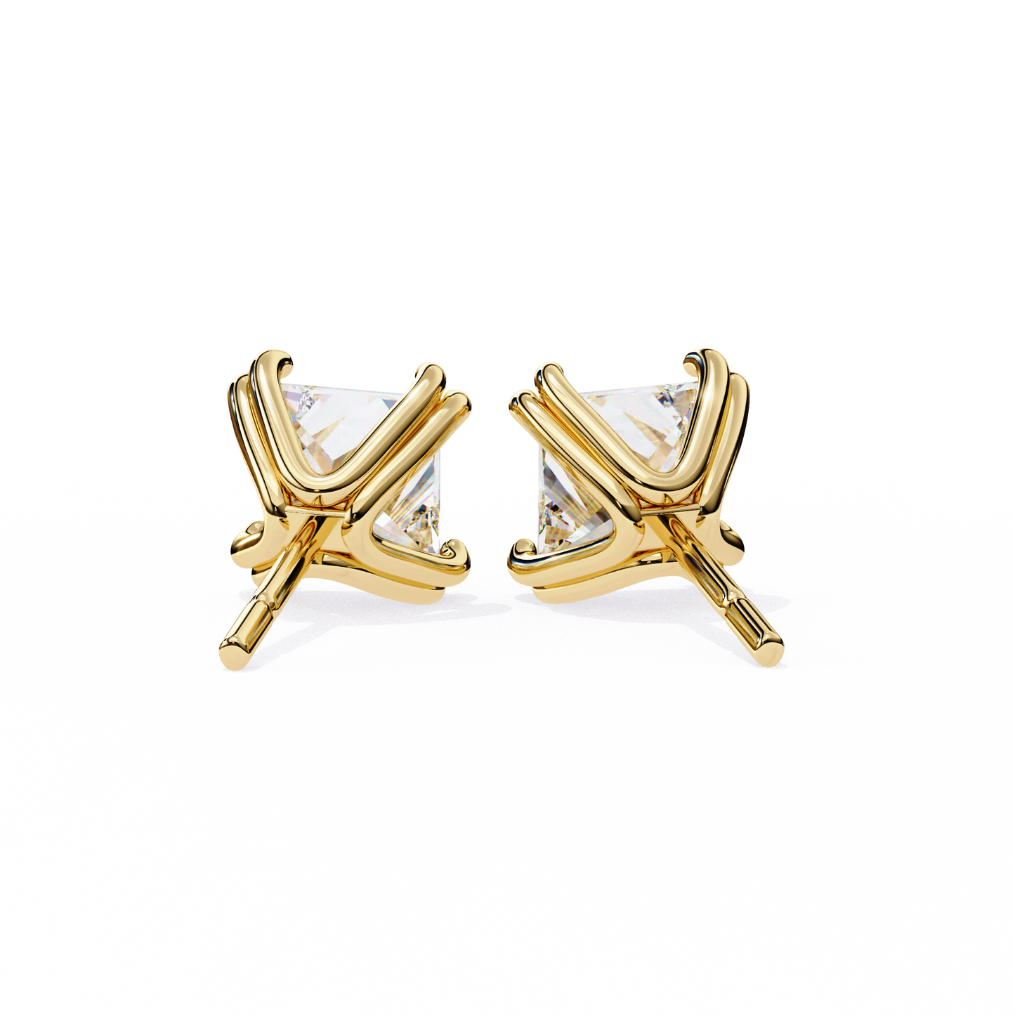 Amore Lucente Princess Cut Solitaire Studs