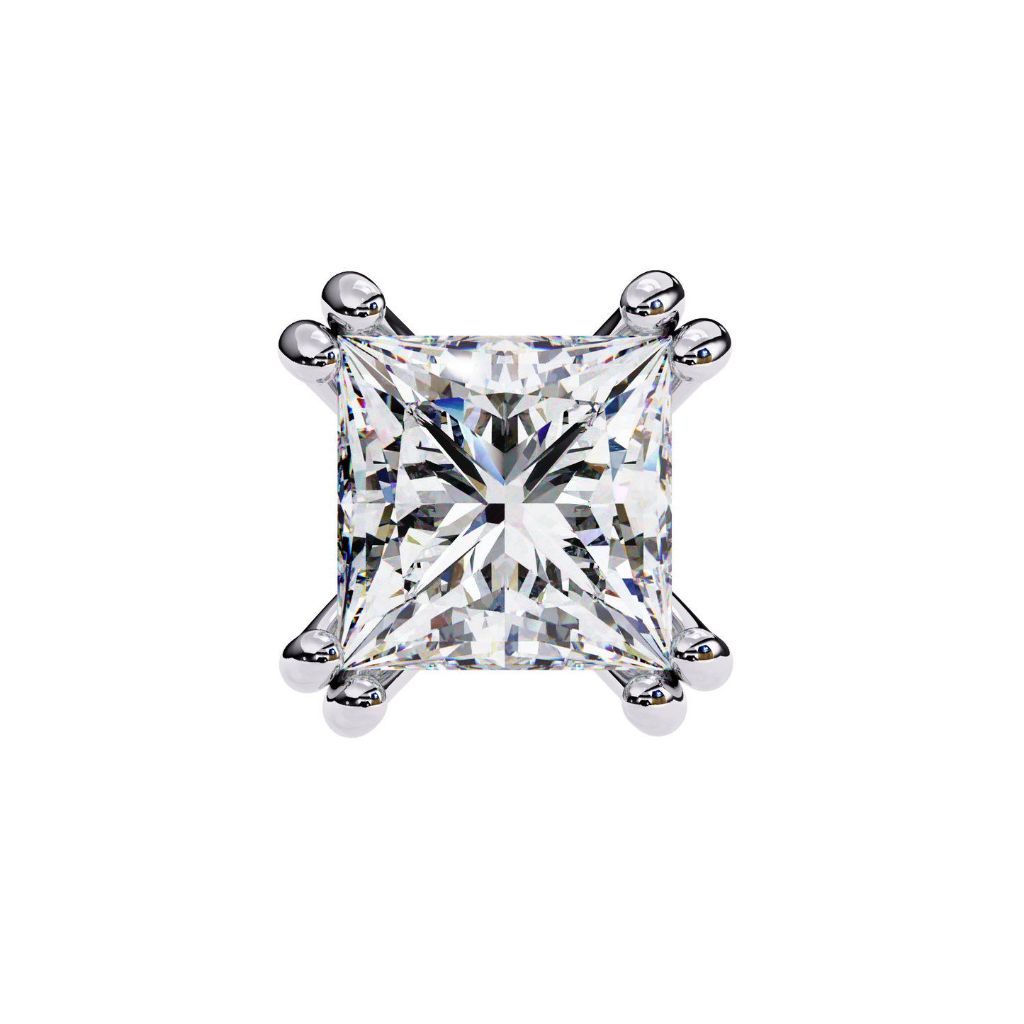 Amore Lucente Princess Cut Solitaire Studs