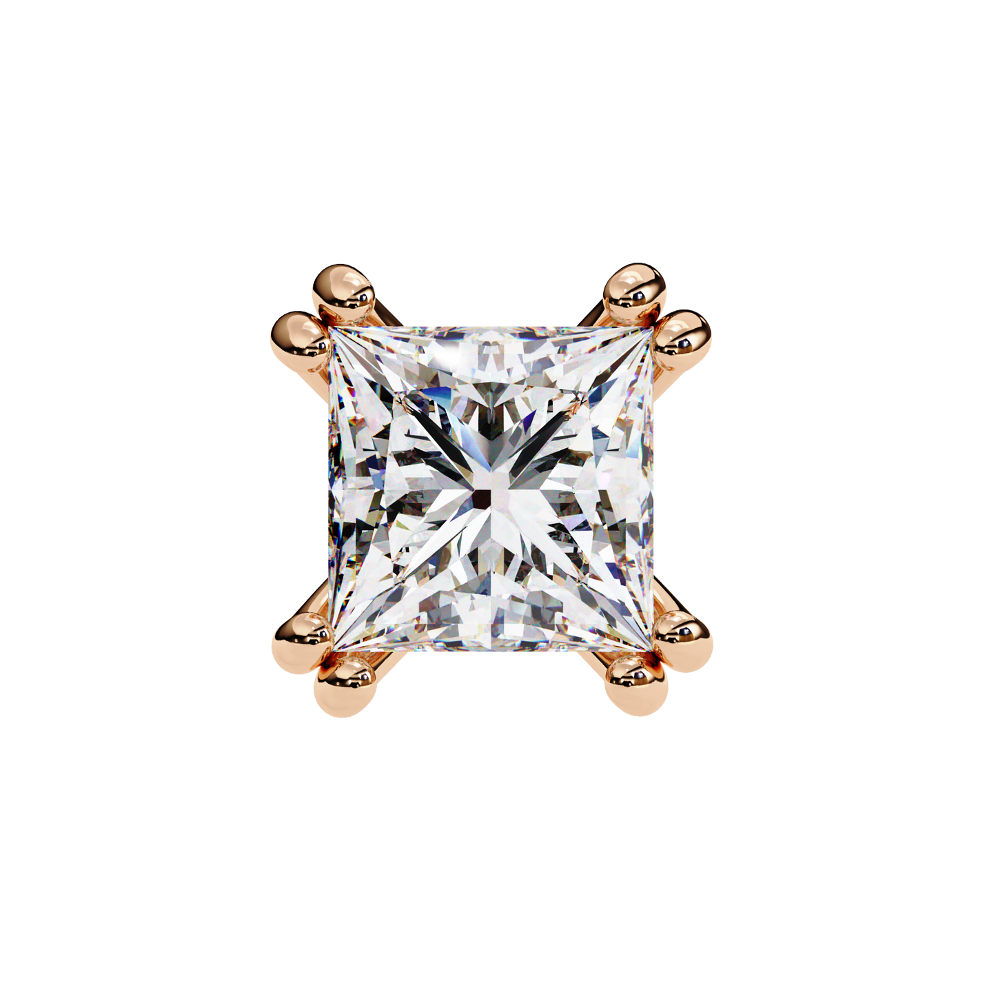 Amore Lucente Princess Cut Solitaire Studs