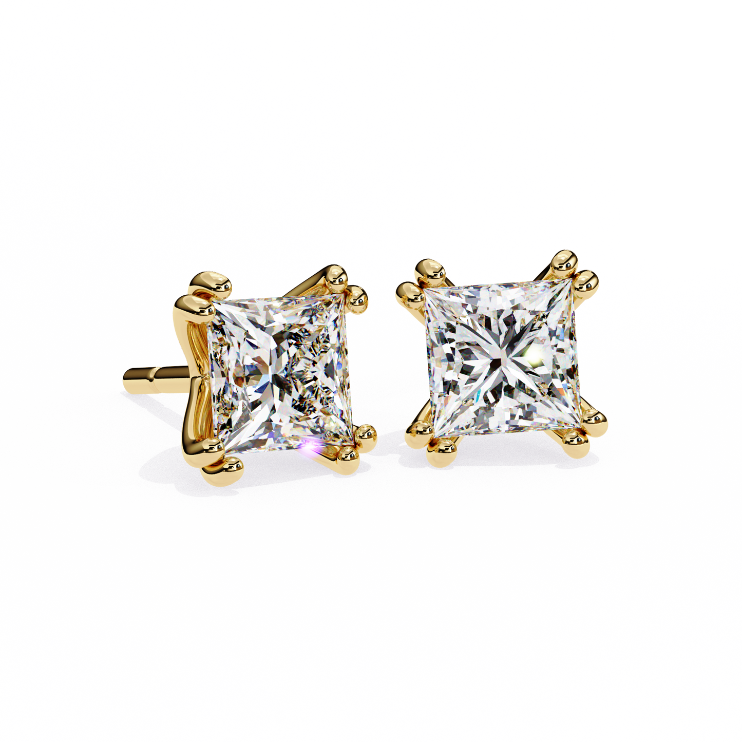 Amore Lucente Princess Cut Solitaire Studs
