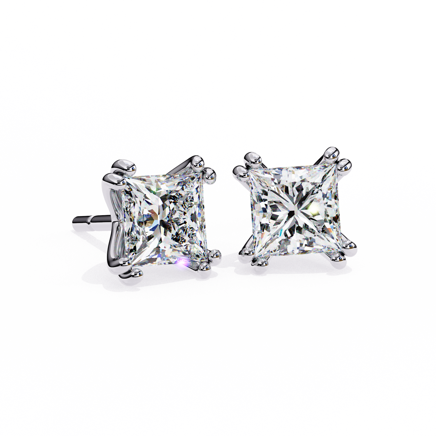 Amore Lucente Princess Cut Solitaire Studs