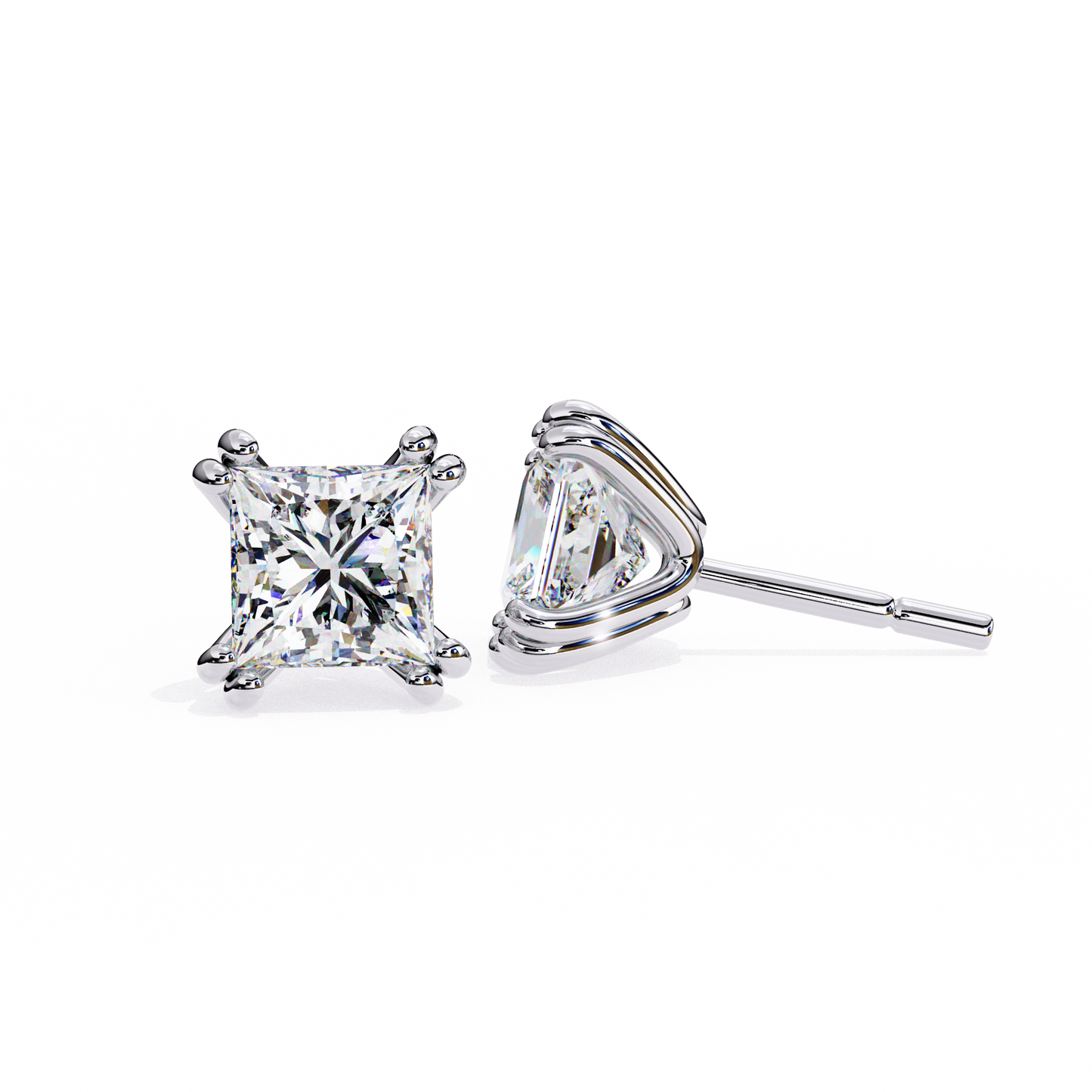 Amore Lucente Princess Cut Solitaire Studs