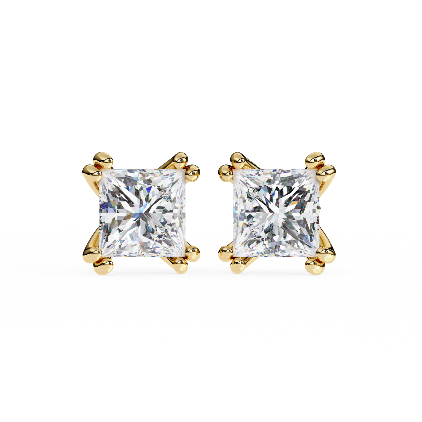 Amore Lucente Princess Cut Solitaire Studs