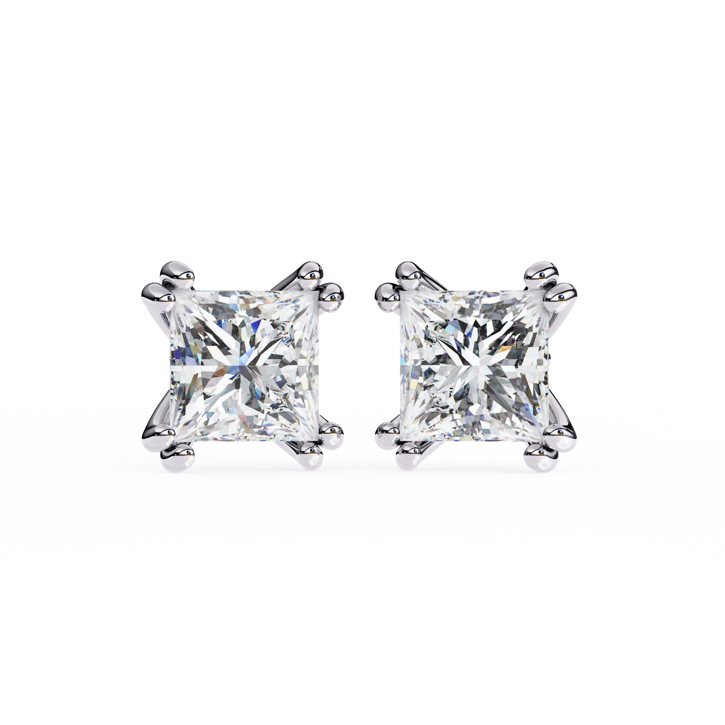 Amore Lucente Princess Cut Solitaire Studs