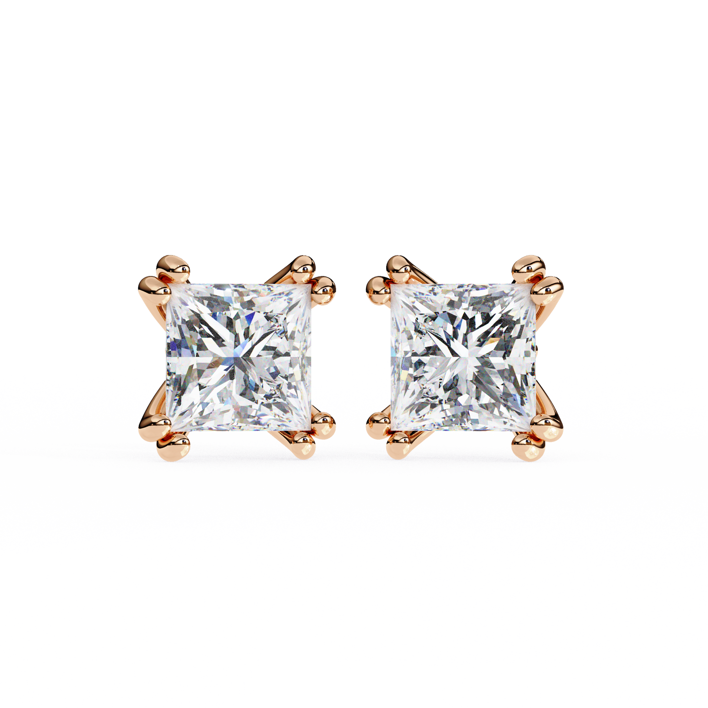 Amore Lucente Princess Cut Solitaire Studs