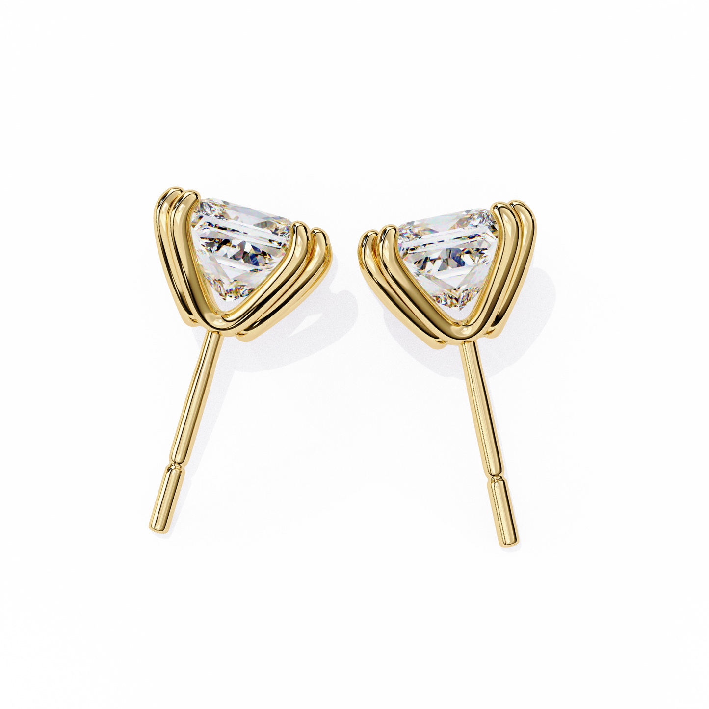 Amore Lucente Princess Cut Solitaire Studs