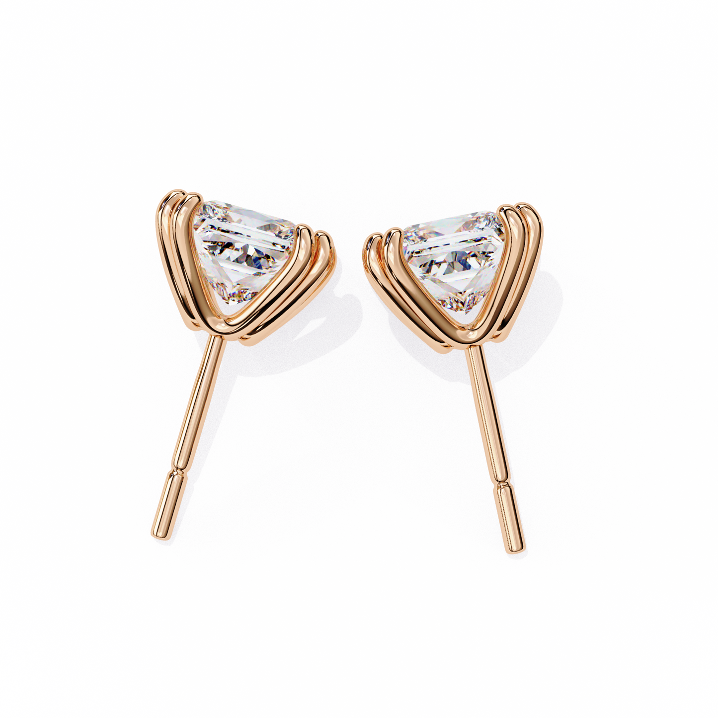 Amore Lucente Princess Cut Solitaire Studs