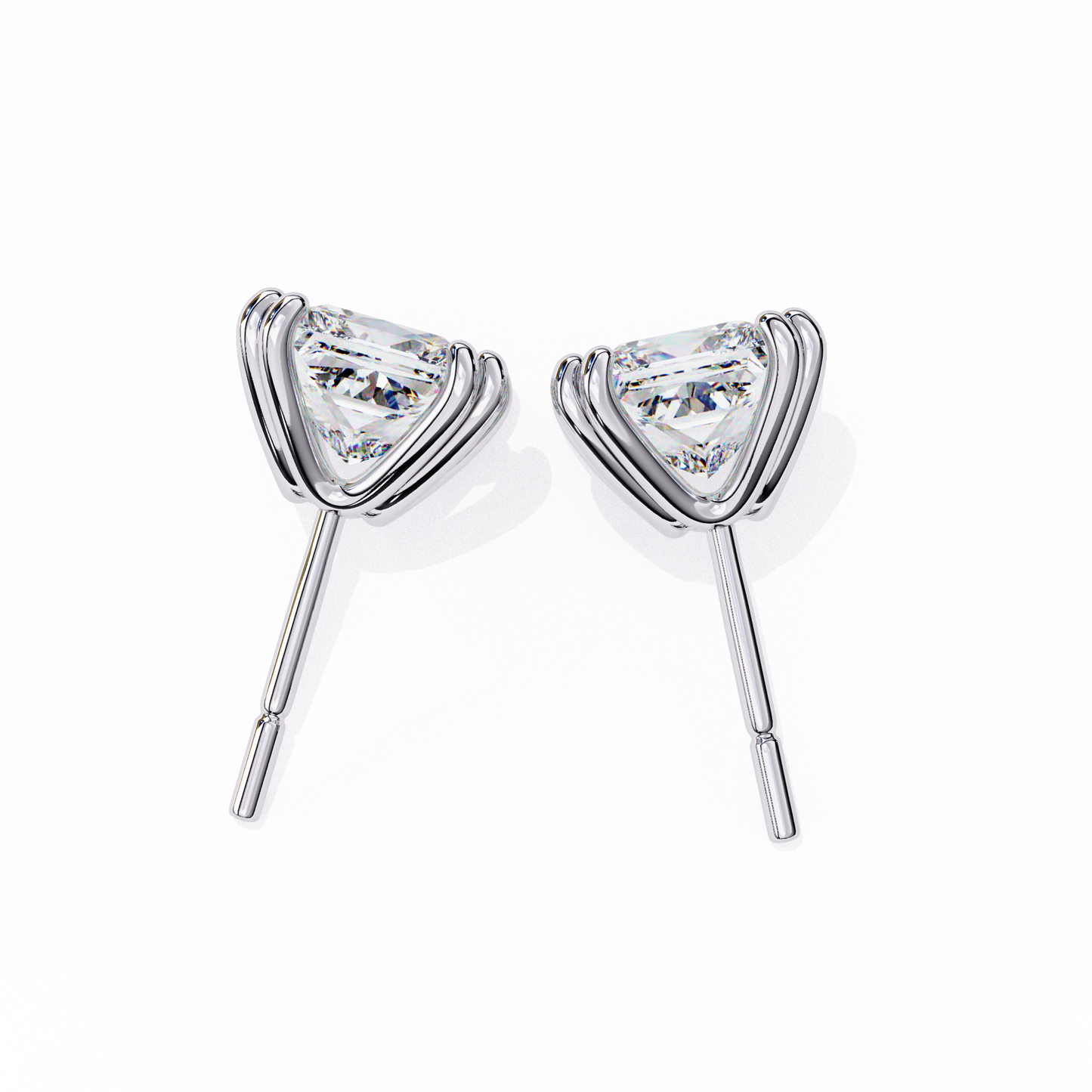 Amore Lucente Princess Cut Solitaire Studs