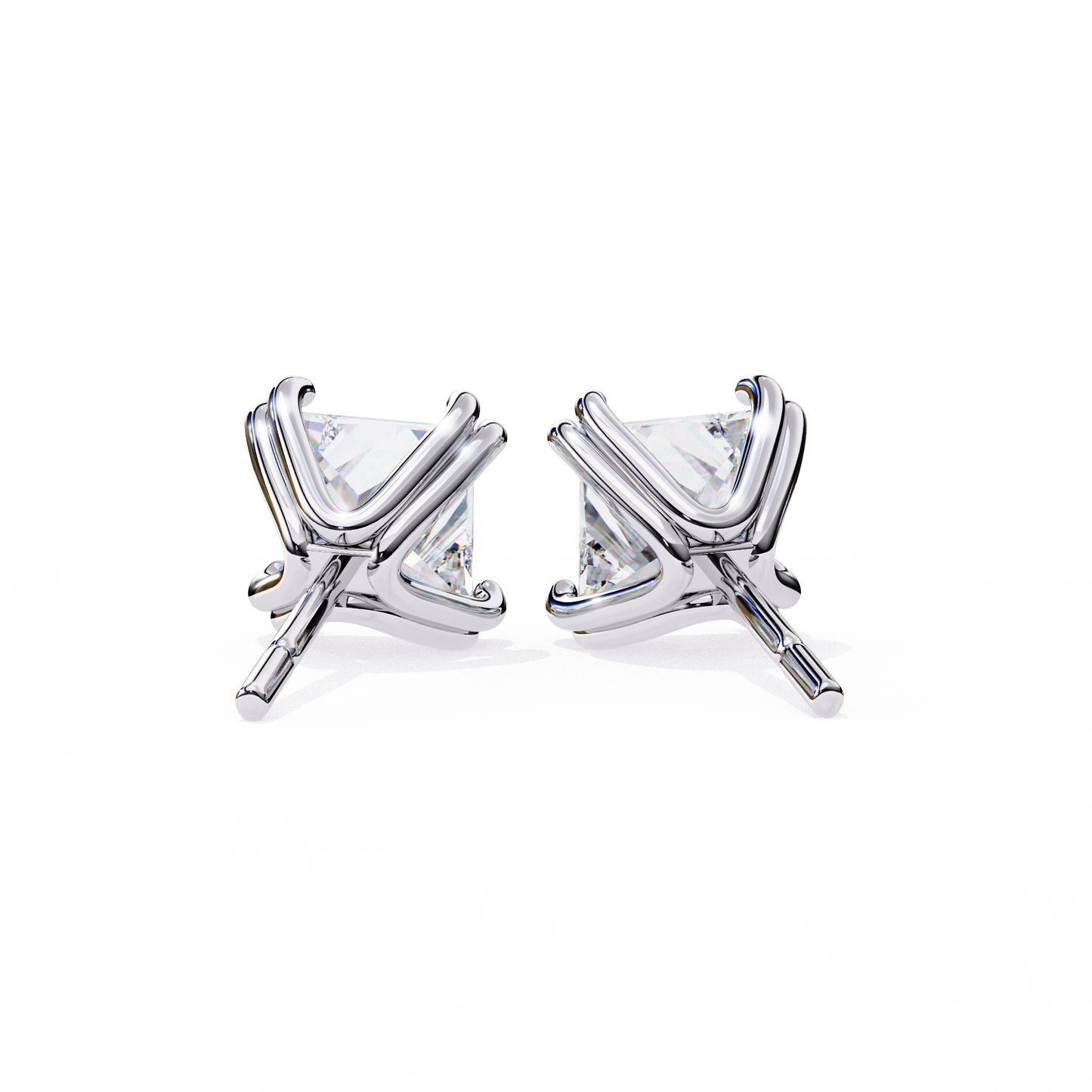 Amore Lucente Princess Cut Solitaire Studs