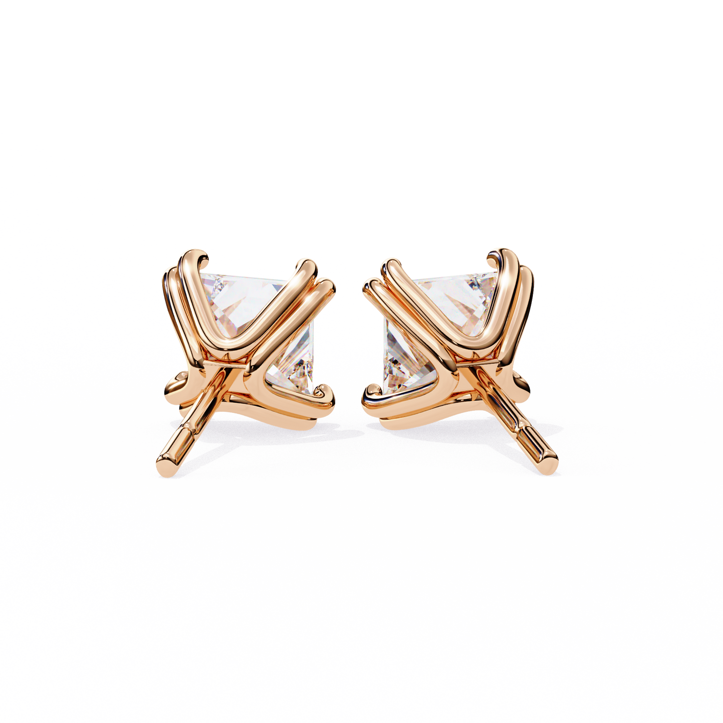 Amore Lucente Princess Cut Solitaire Studs