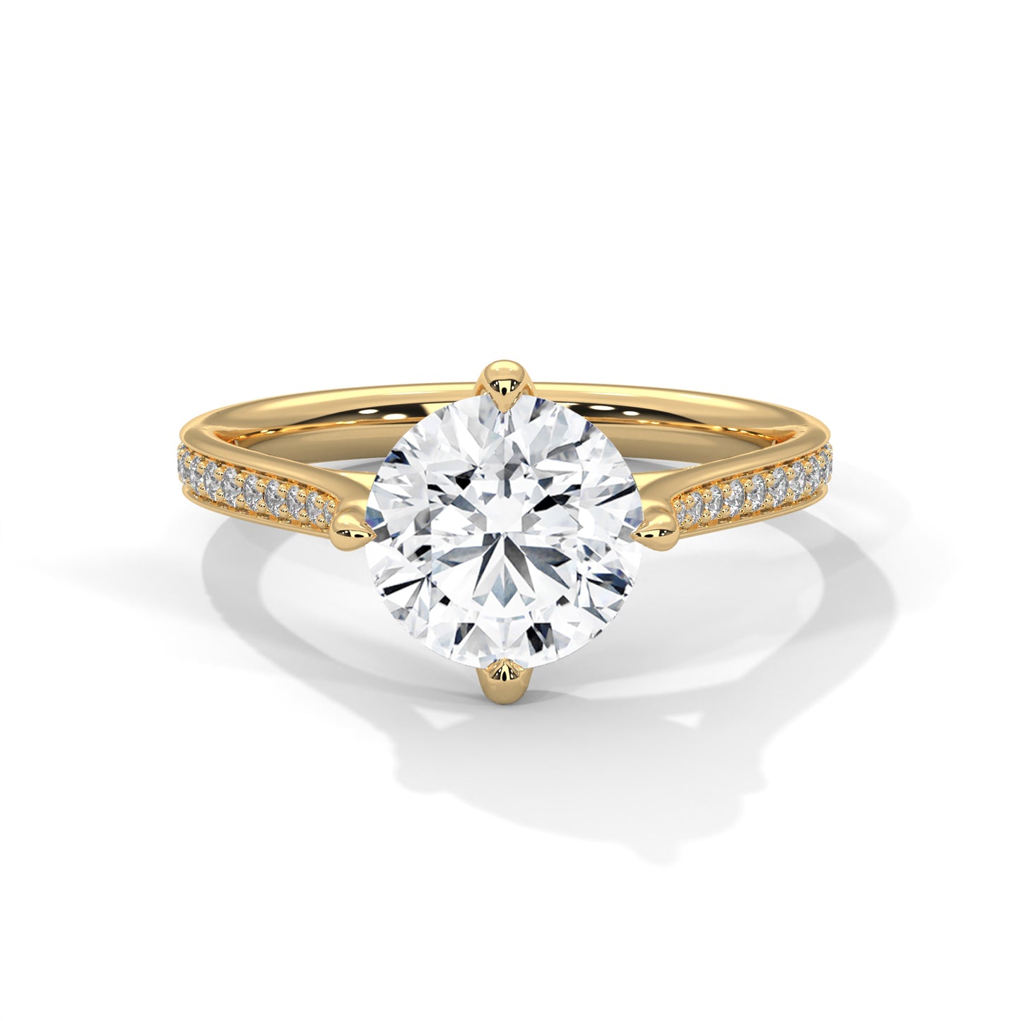 Timeless Round Diamond Ring with Pave-Set Accents