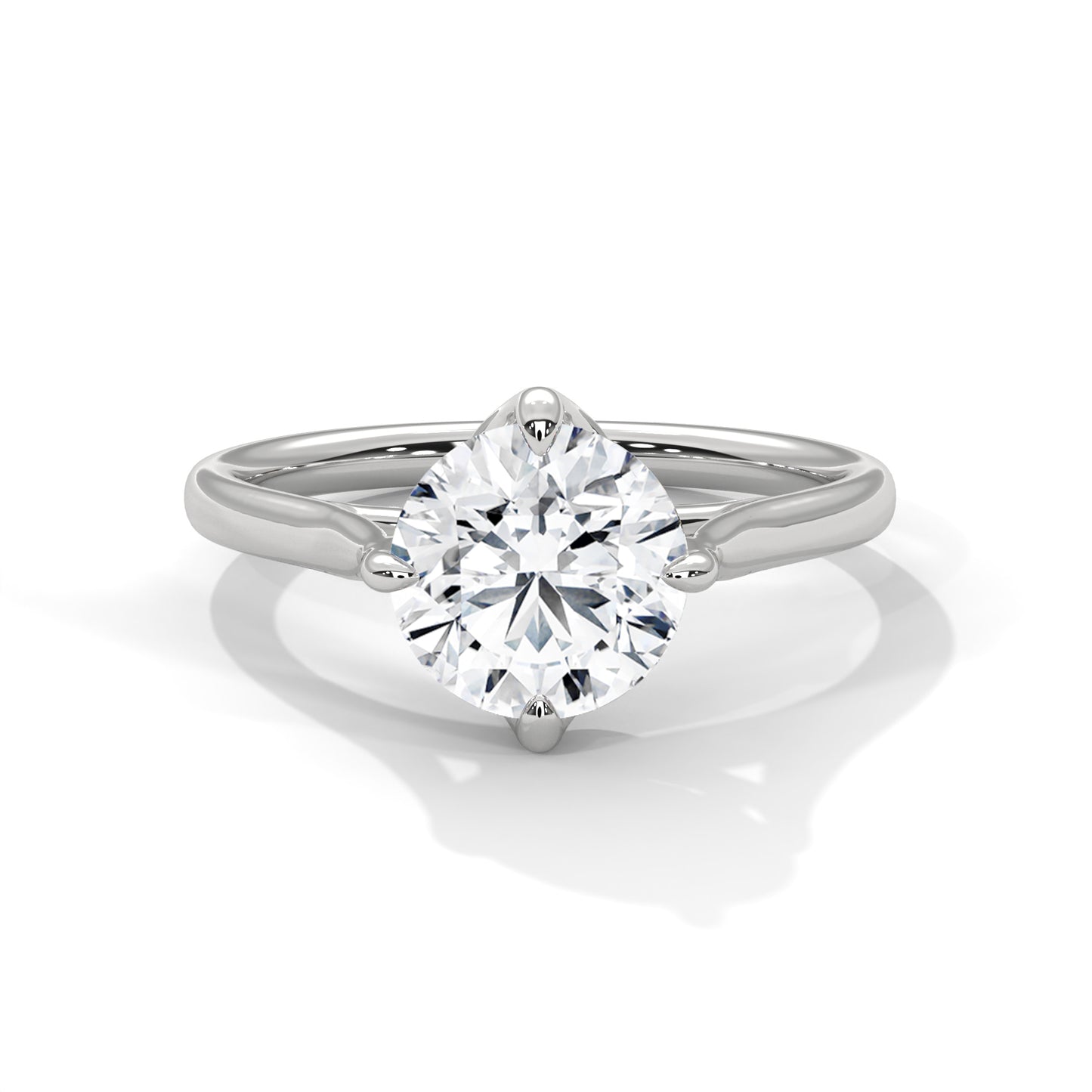 Sleek Tapered Band Solitaire Ring with Round Diamond