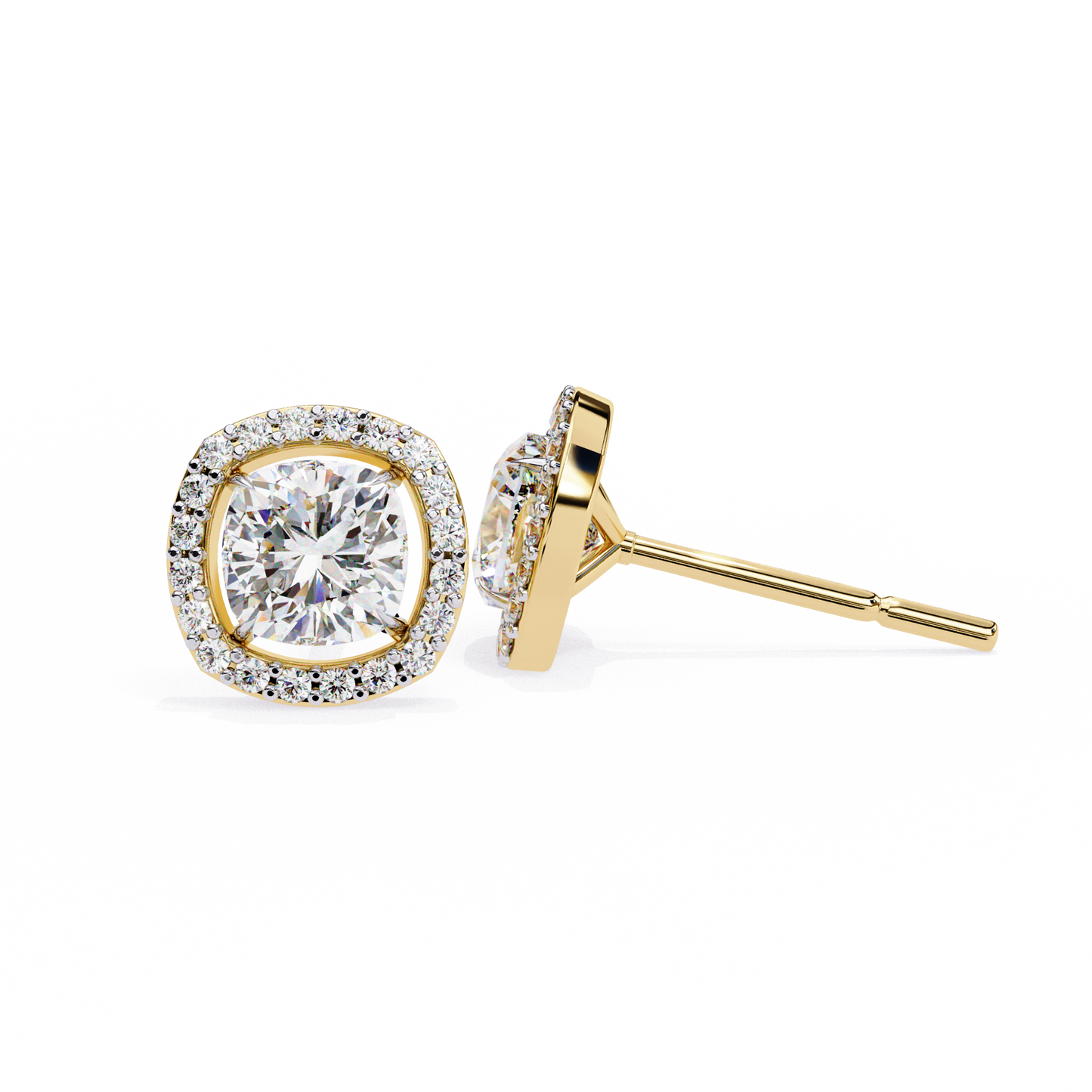Majestic One Cushion Solitaire Studs