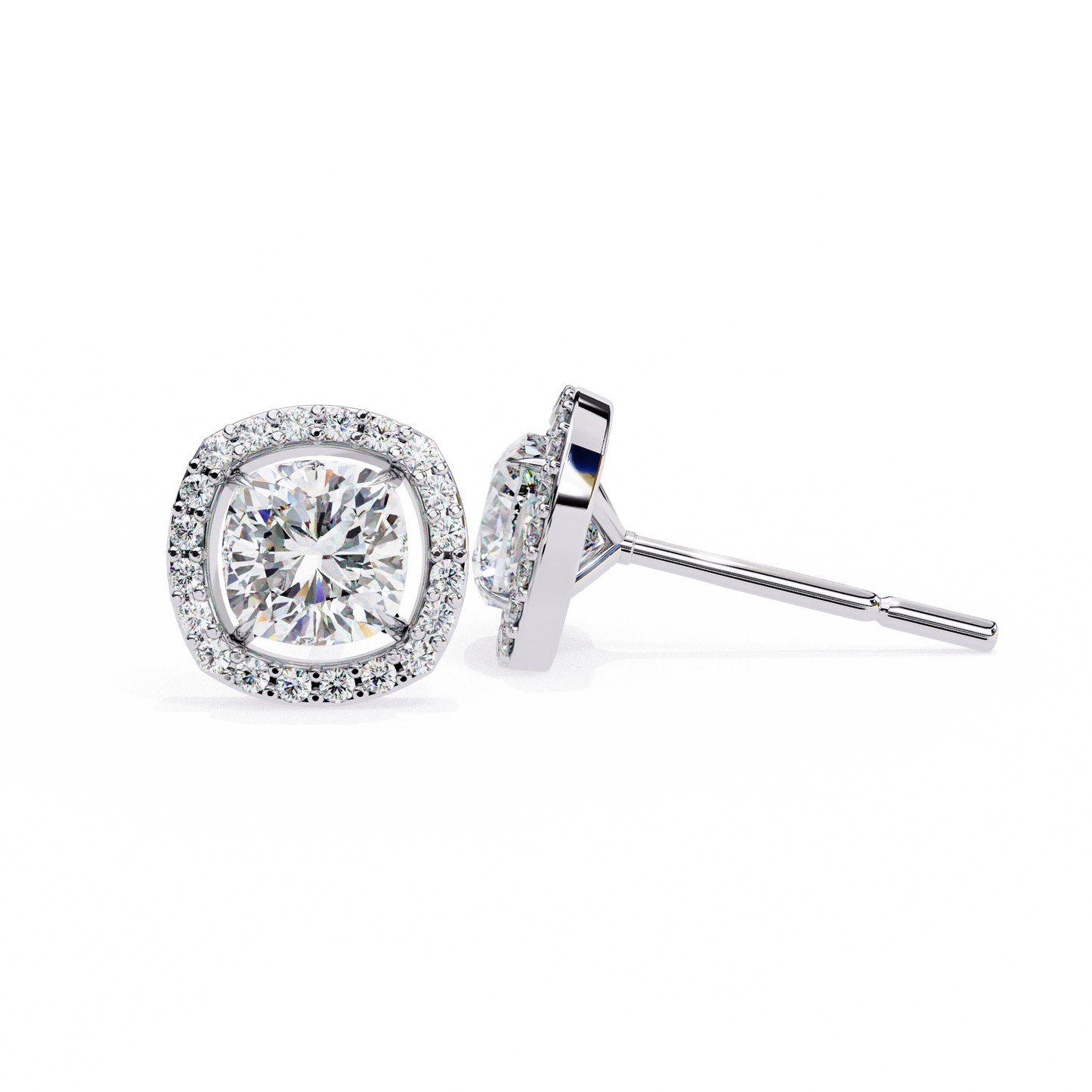 Majestic One Cushion Solitaire Studs