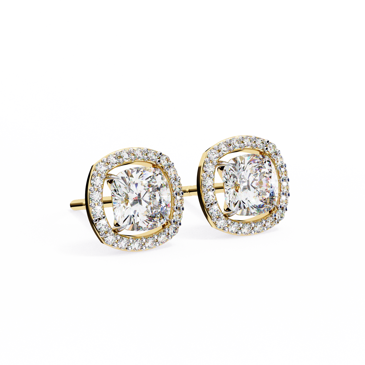 Majestic One Cushion Solitaire Studs
