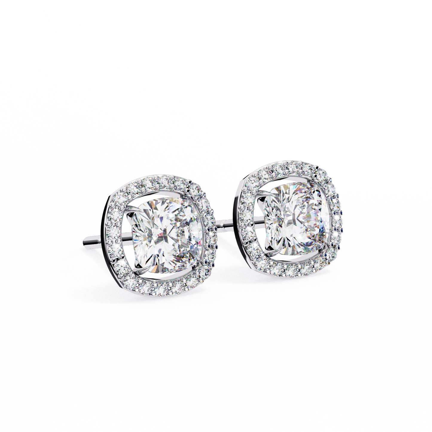Majestic One Cushion Solitaire Studs
