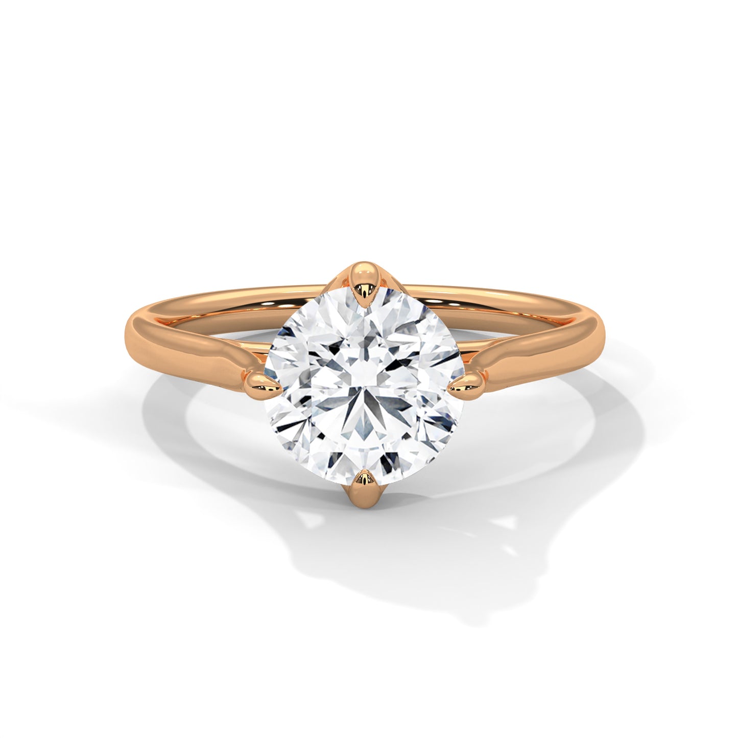 Sleek Tapered Band Solitaire Ring with Round Diamond
