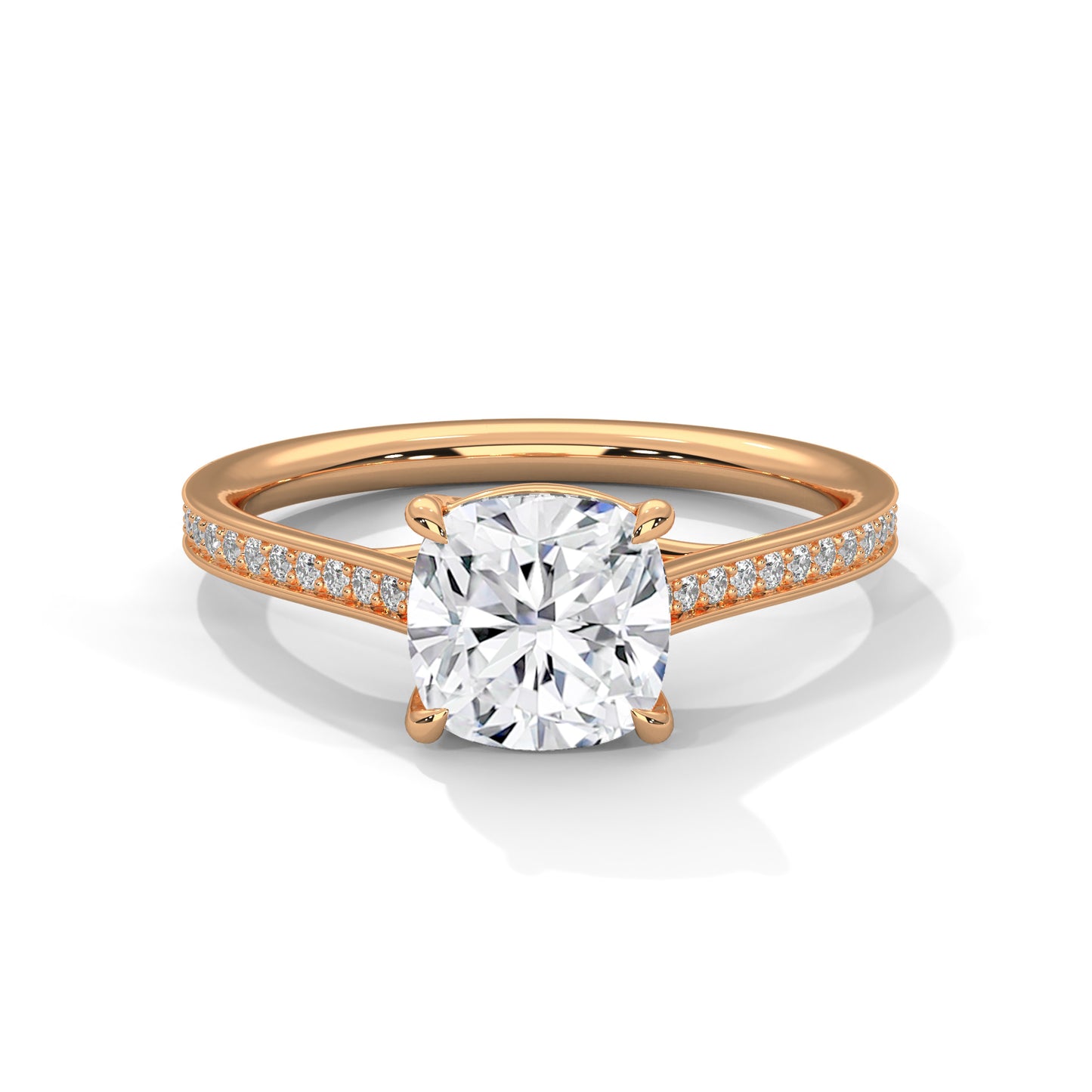 Cushion-Cut Diamond Ring with Pavé Band