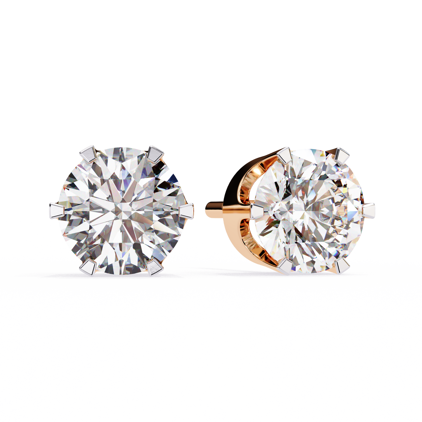 Amara Gioiello Round Solitaire Diamond earrlings