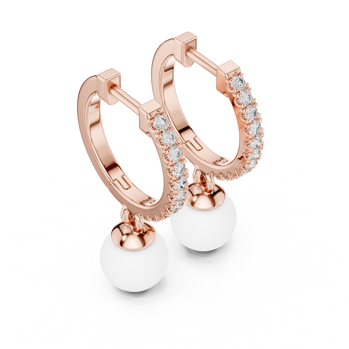 Éclat Pearlé Diamond Hoops Earrings