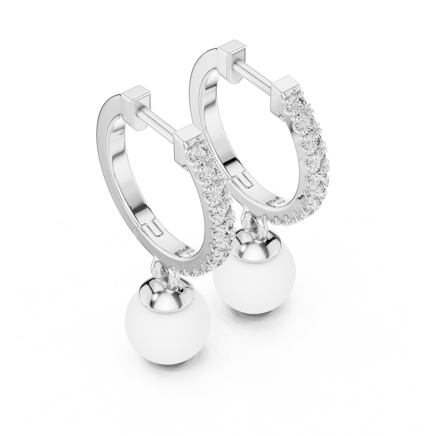 Éclat Pearlé Diamond Hoops Earrings