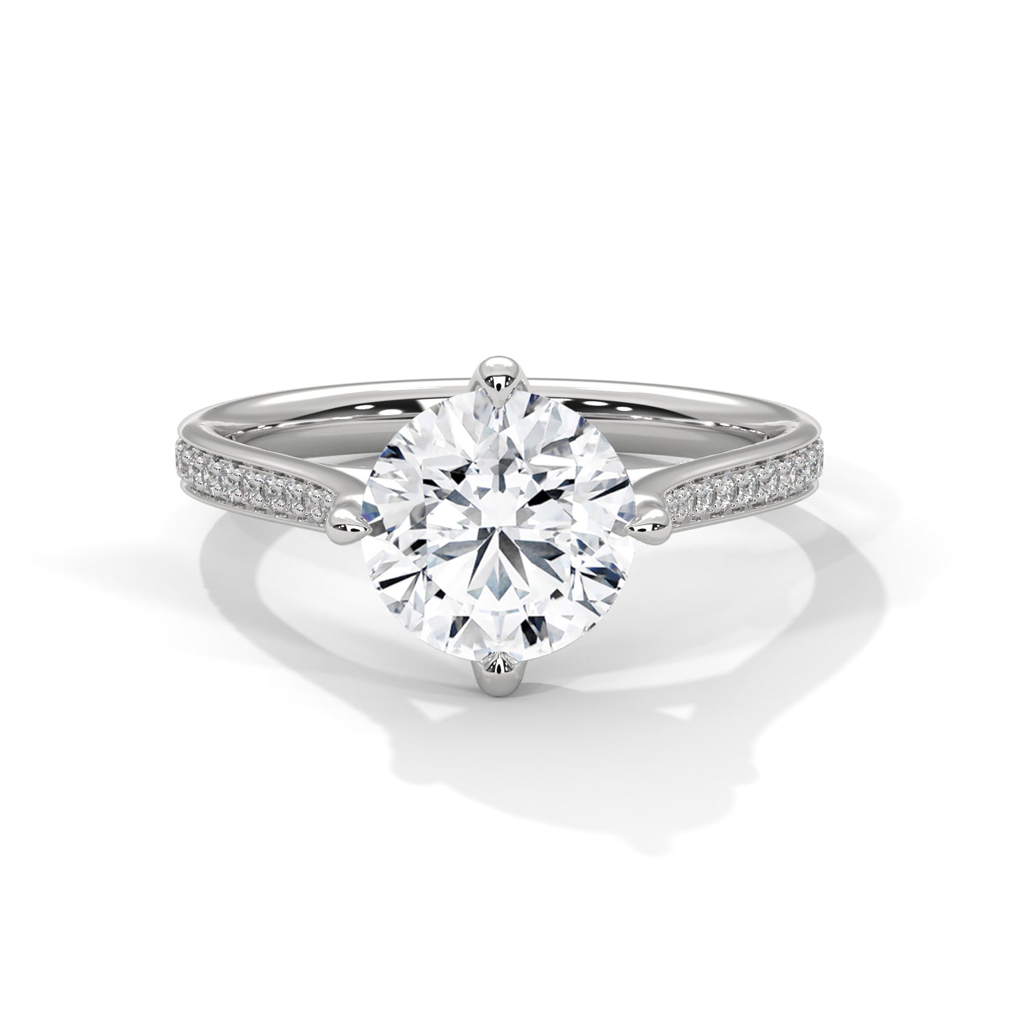 Timeless Round Diamond Ring with Pave-Set Accents