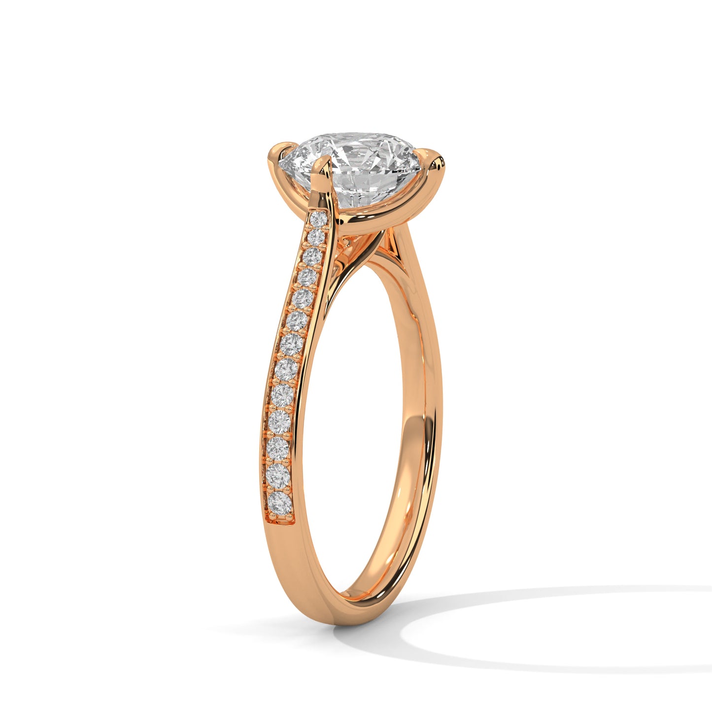 Timeless Round Diamond Ring with Pave-Set Accents