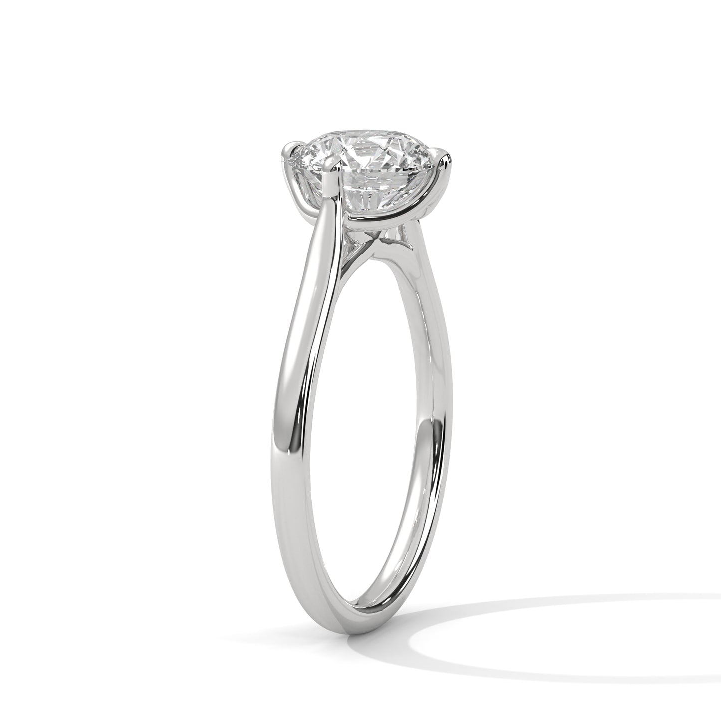 Sleek Tapered Band Solitaire Ring with Round Diamond