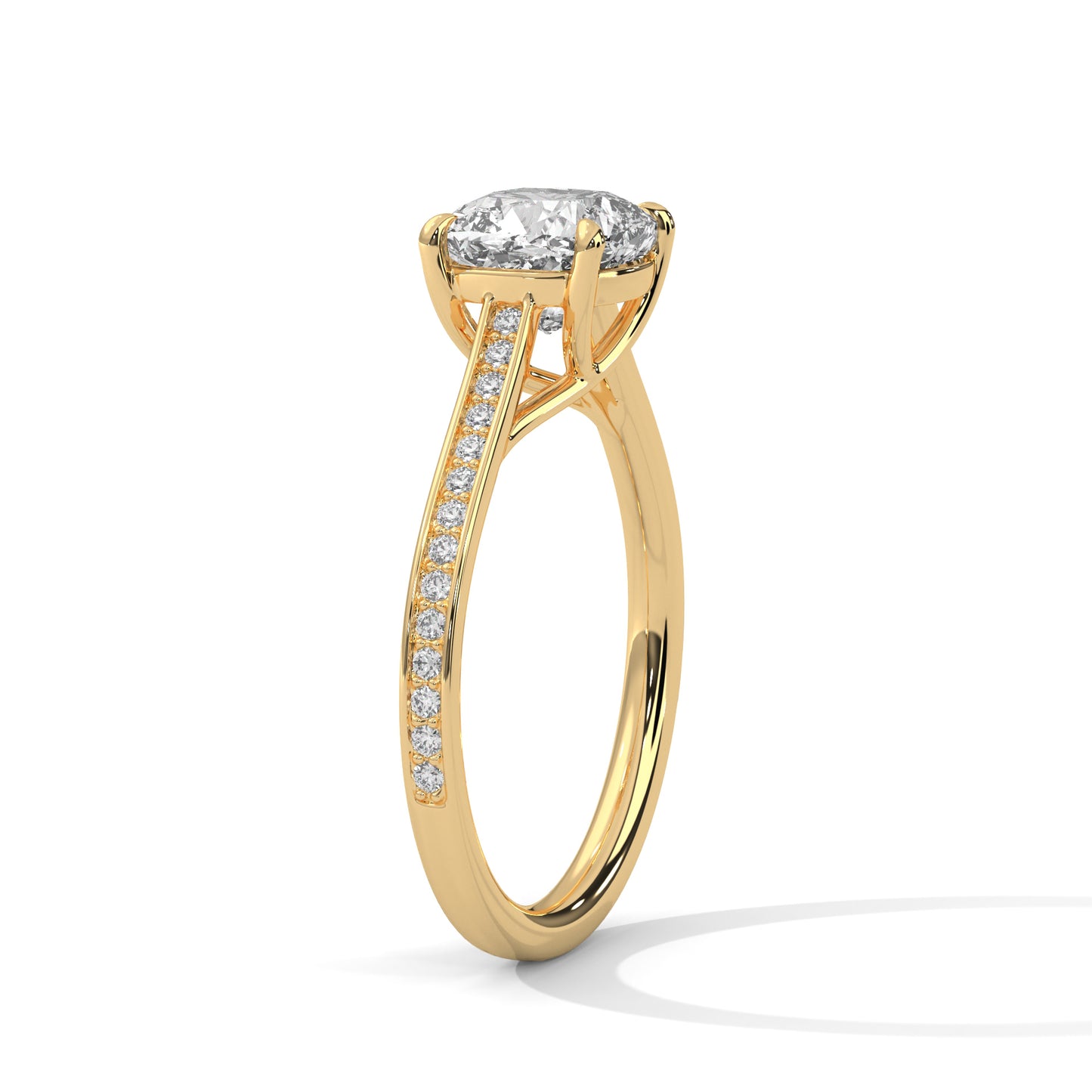 Cushion-Cut Diamond Ring with Pavé Band
