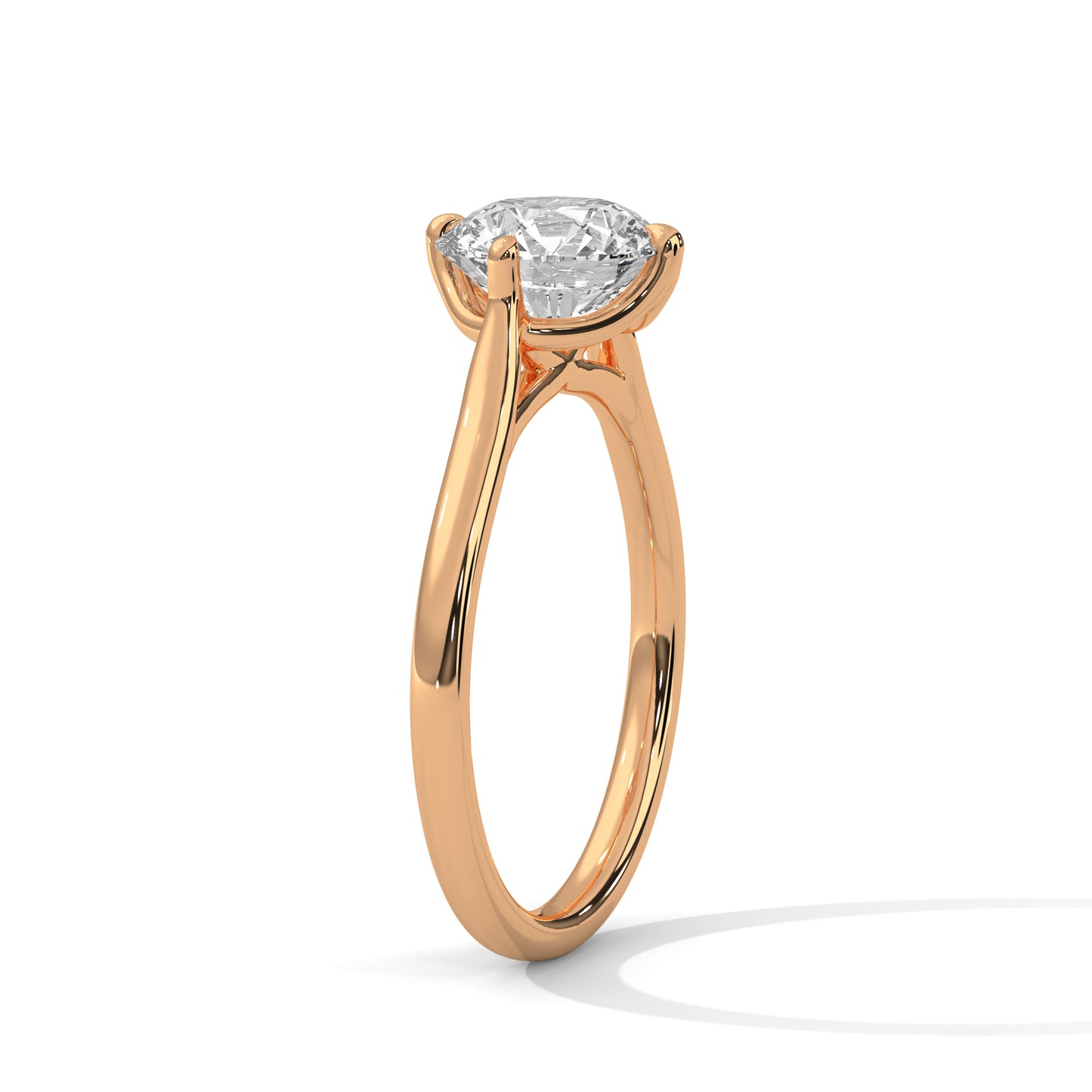 Sleek Tapered Band Solitaire Ring with Round Diamond