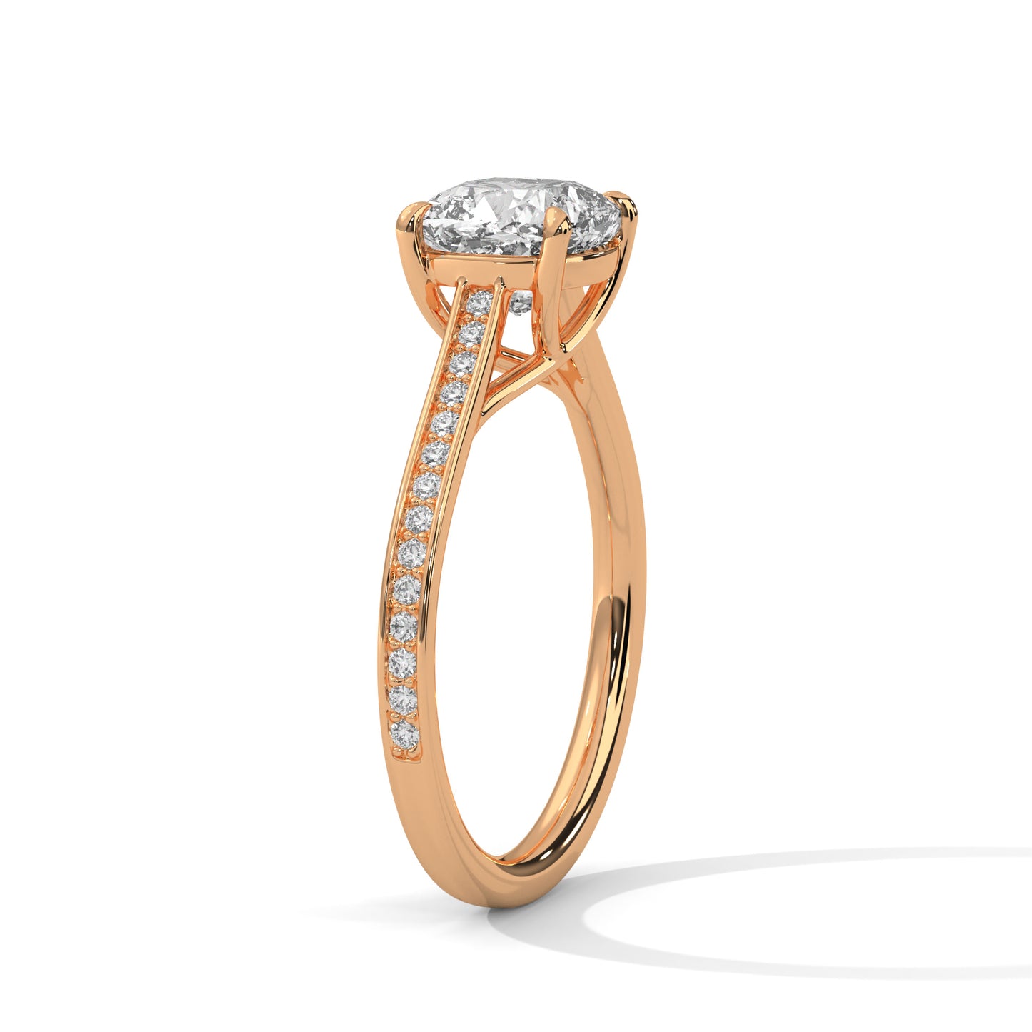 Cushion-Cut Diamond Ring with Pavé Band