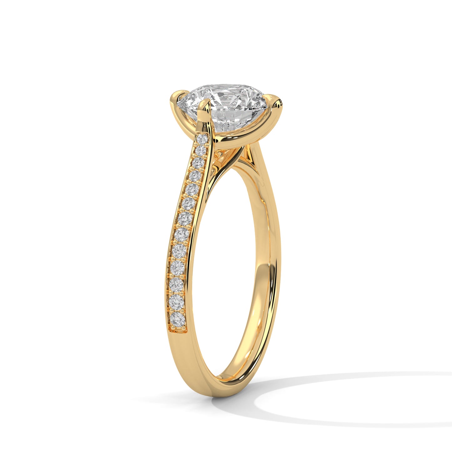 Timeless Round Diamond Ring with Pave-Set Accents