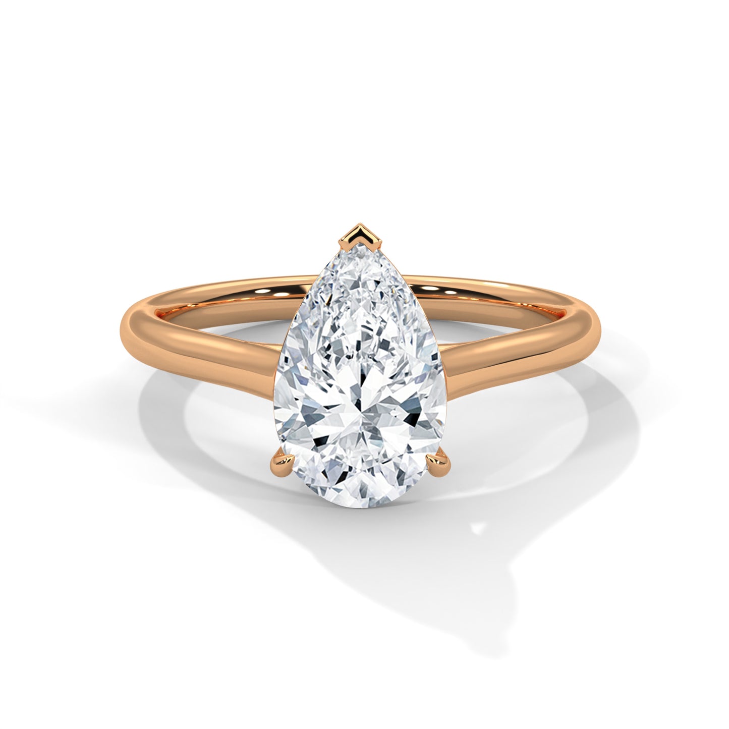 Celestial Petal Pear Solitaire Ring