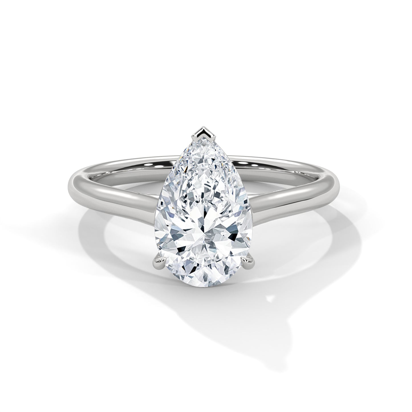 Celestial Petal Pear Solitaire Ring