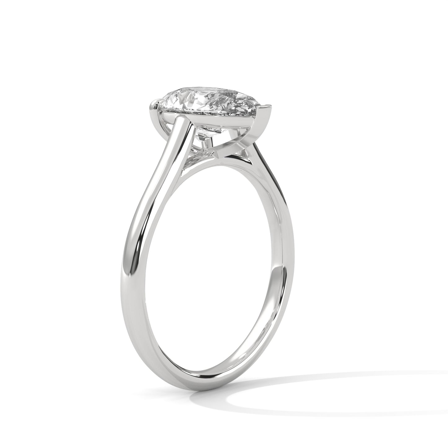 Celestial Petal Pear Solitaire Ring
