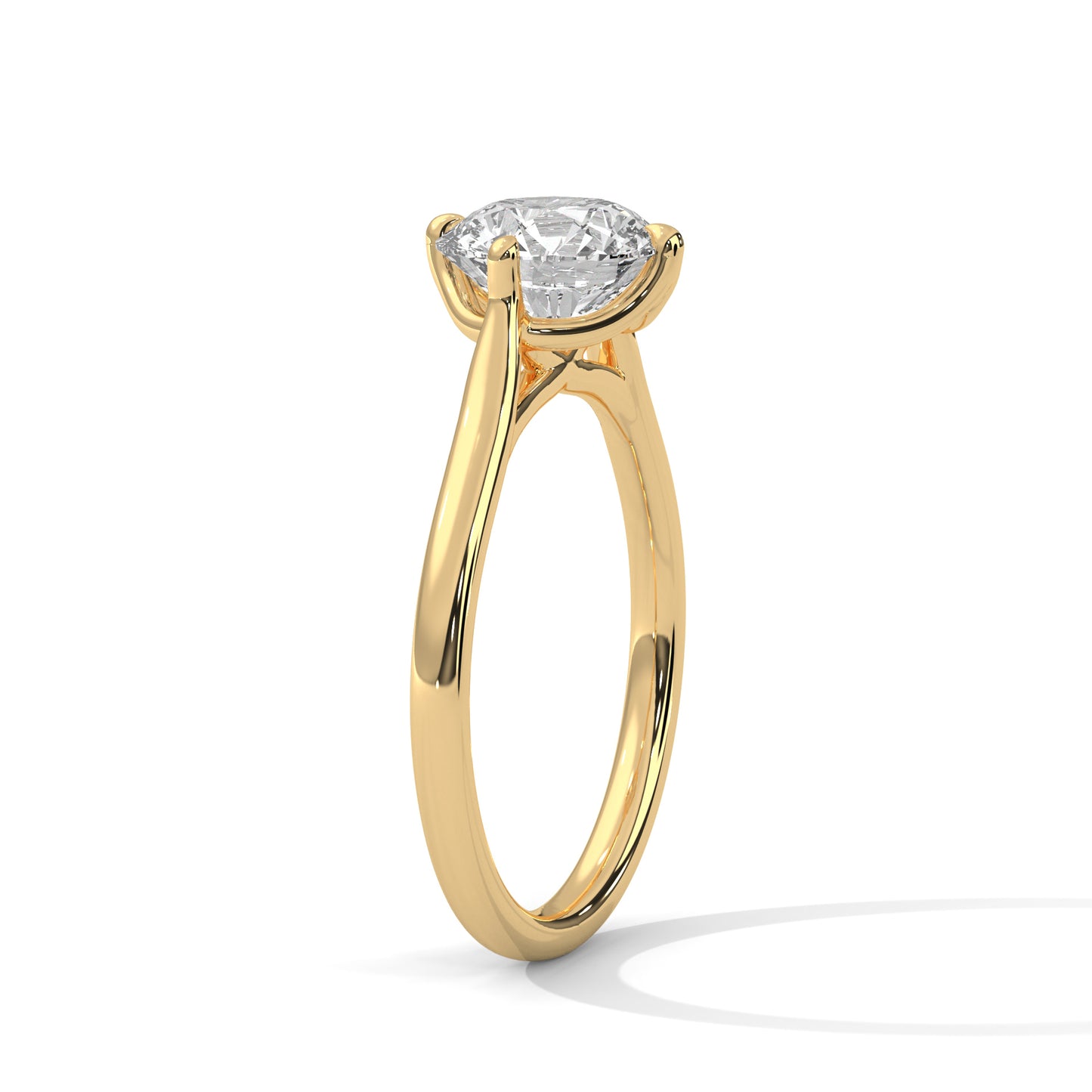 Sleek Tapered Band Solitaire Ring with Round Diamond