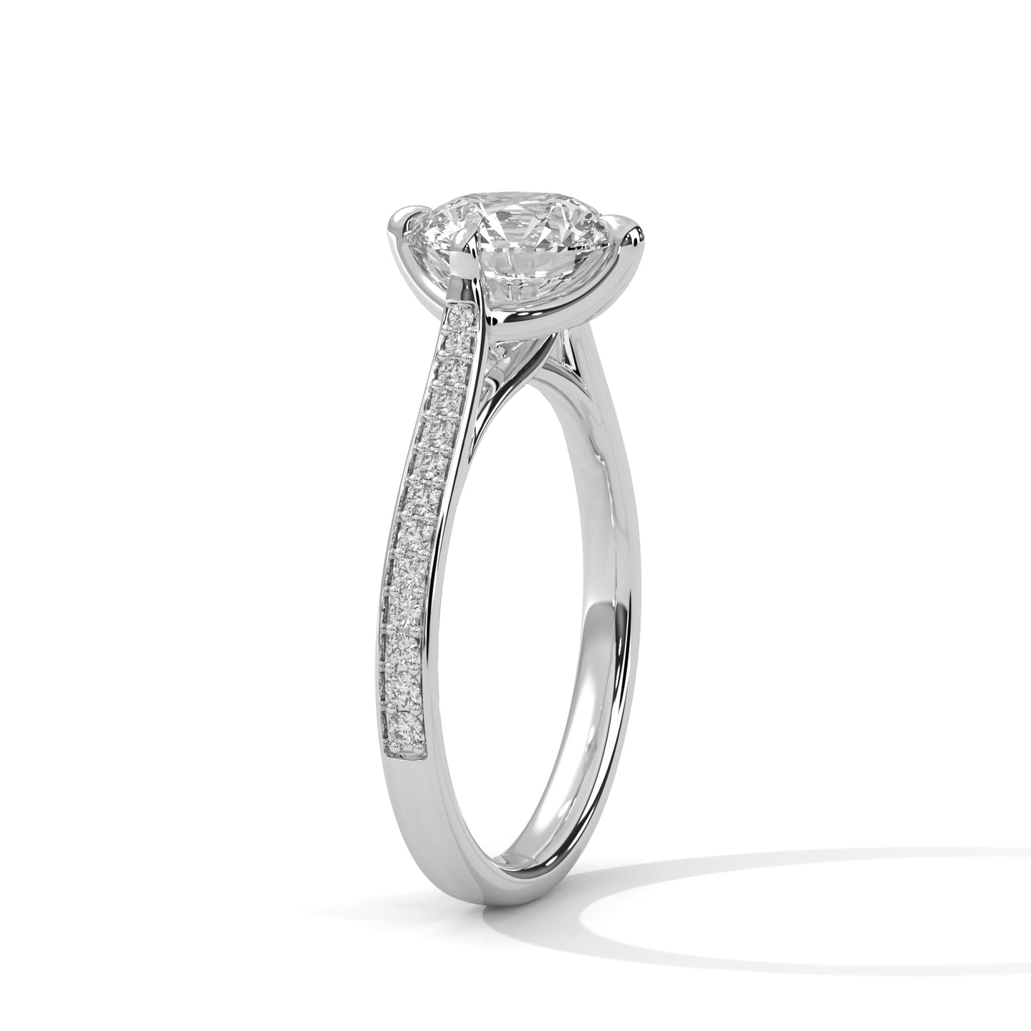 Timeless Round Diamond Ring with Pave-Set Accents