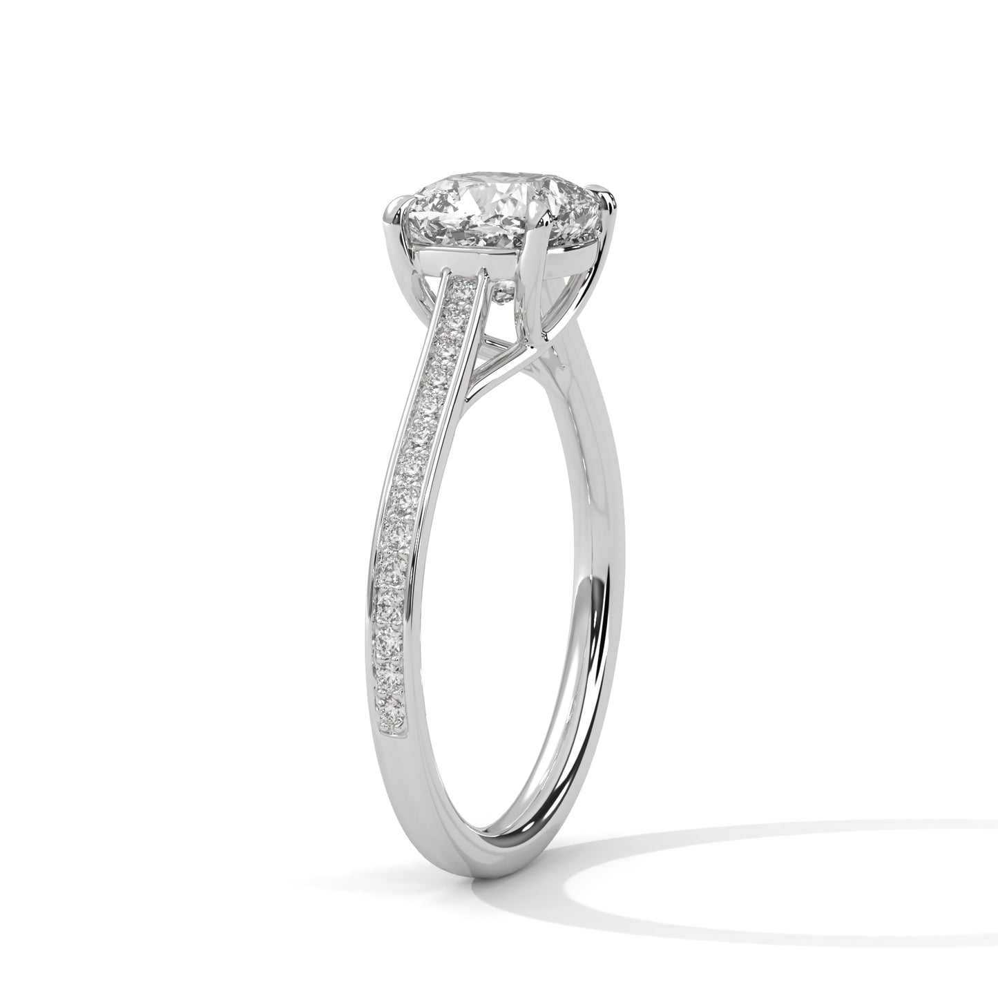 Cushion-Cut Diamond Ring with Pavé Band