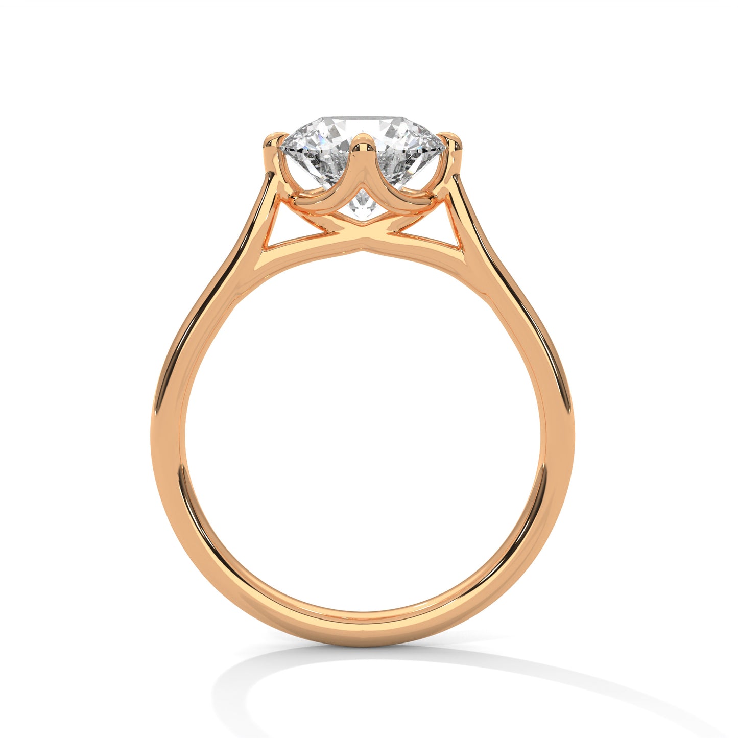 Sleek Tapered Band Solitaire Ring with Round Diamond