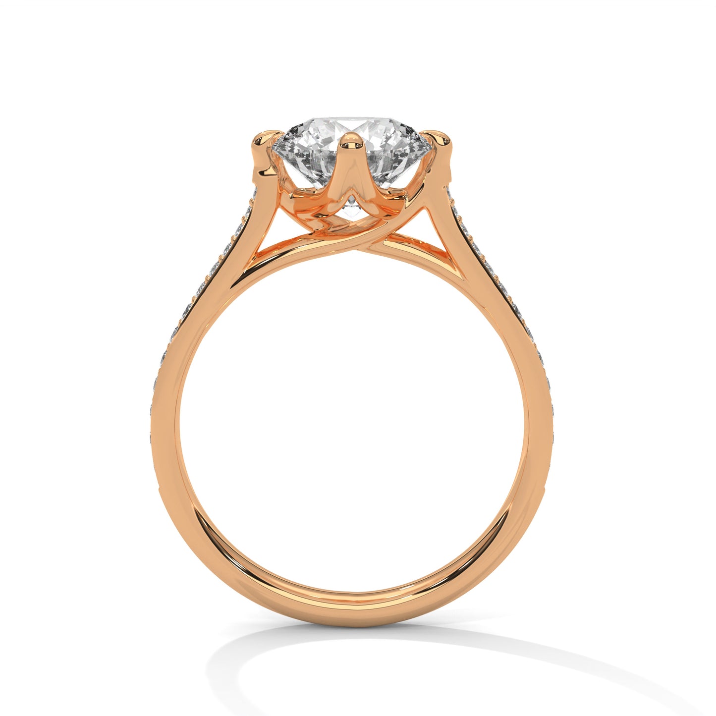 Timeless Round Diamond Ring with Pave-Set Accents
