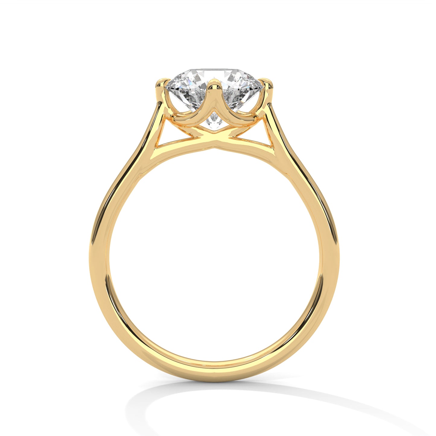 Sleek Tapered Band Solitaire Ring with Round Diamond