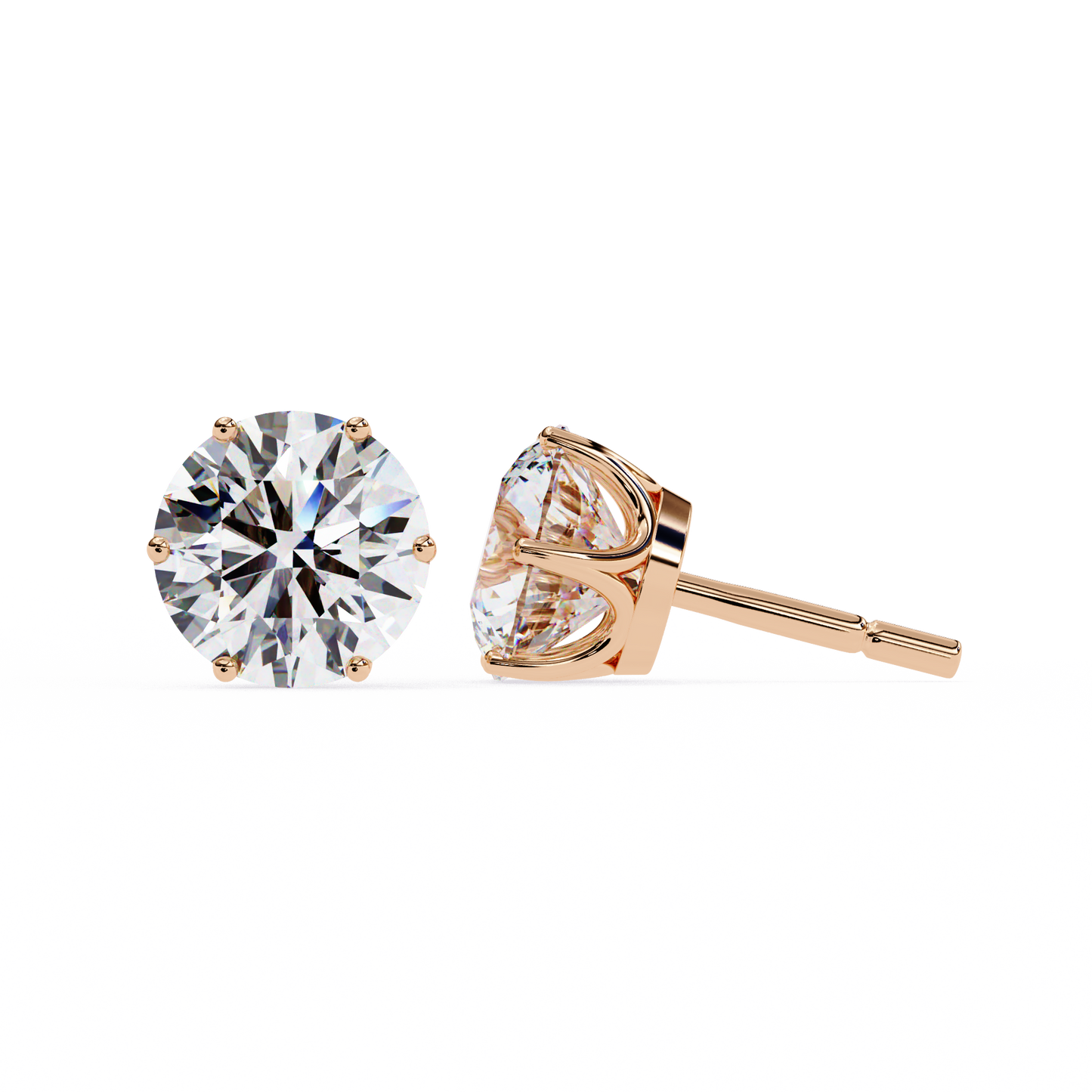 Regal Aura Round Solitaire Studs